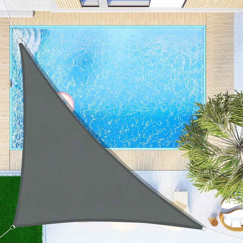 Żagiel przeciwsłoneczny trójkątny 3x3x4,3m, wodoodporny i odporny na promieniowanie UV, do ogrodu, tarasu, balkonu, szary