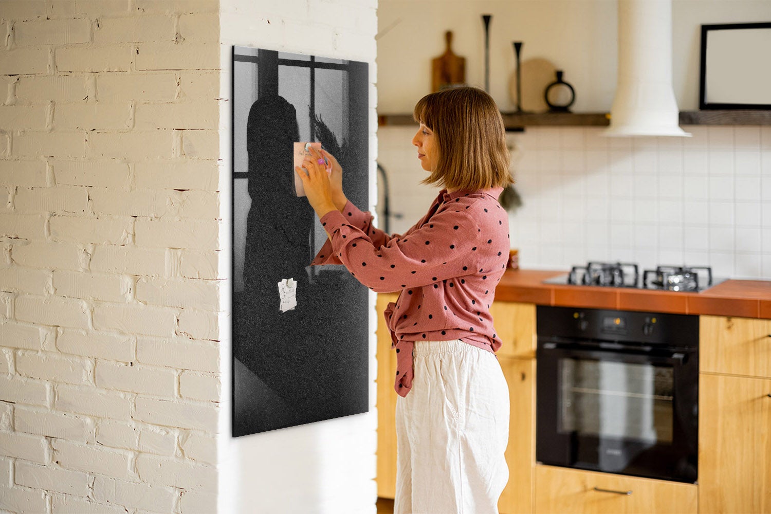 Tableau magnétique mural, Tulup - 60x120 cm - Roche foncée, 5 aimants, une éponge, un marqueur blanc - 6