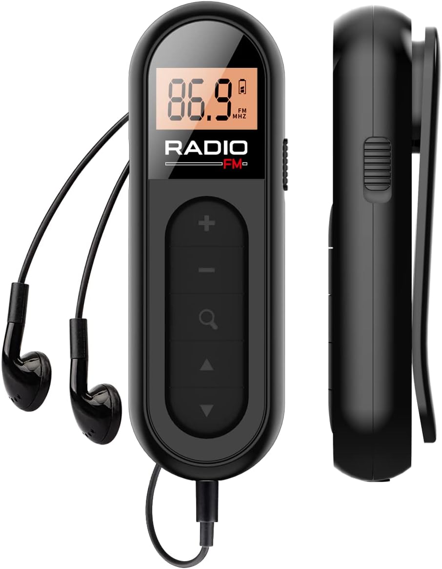 Radio FM przenośne z możliwością ładowania, tranzystorowe, optymalny odbiór, podświetlany cyfrowy wyświetlacz LCD, stereo (czarne*1)