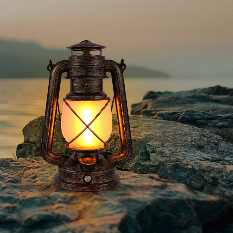 Zasilana bateryjnie lampa wisząca LED w stylu vintage, z migoczącym płomieniem, idealna do dekoracji ogrodu