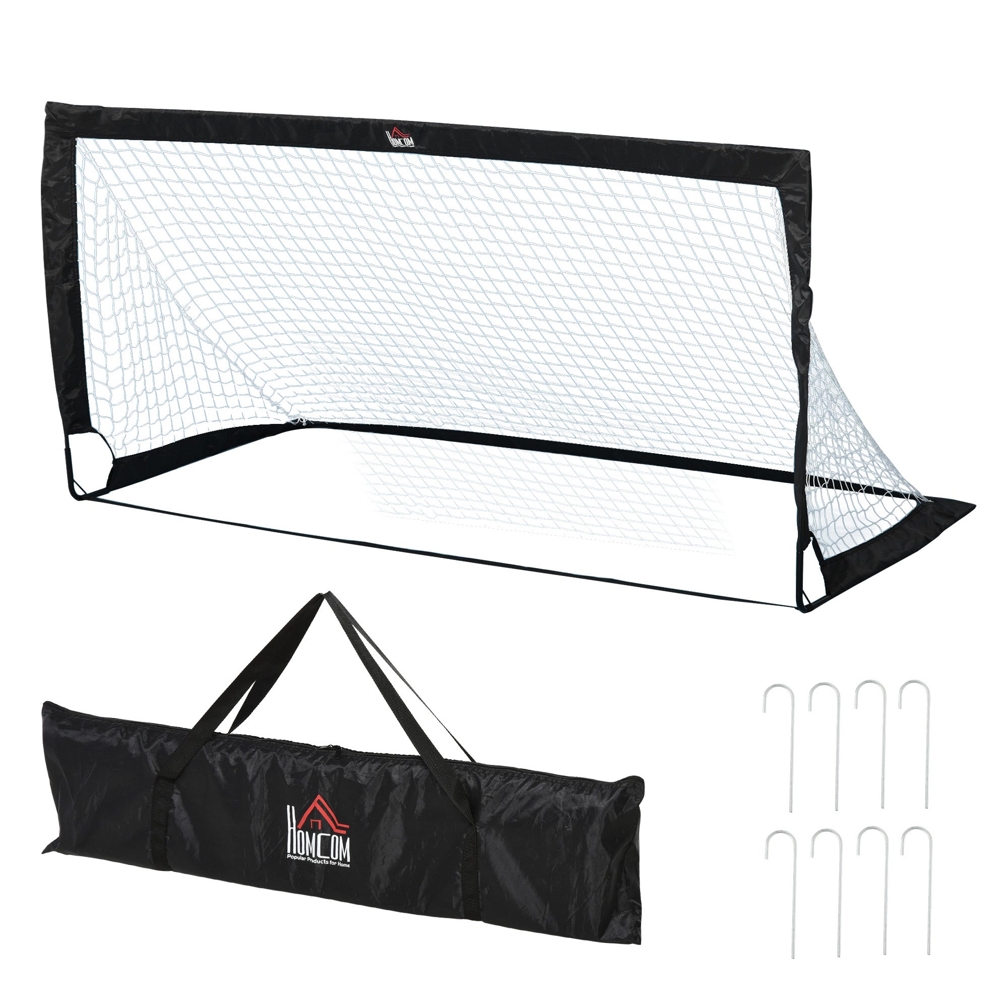 Balizas de Futebol HOMCOM em Metal e Tecido Oxford Preto 183x90x90 cm A62-015BK - 4