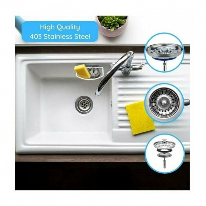 Panier Pour Bonde d'évier de Cuisine 79.3 mm - Crépine Universelle Acier Inoxydable, Bouchon Panier Pop-Up, - Lavable Lave-vaisselle, Ne se Bouche & N - 4