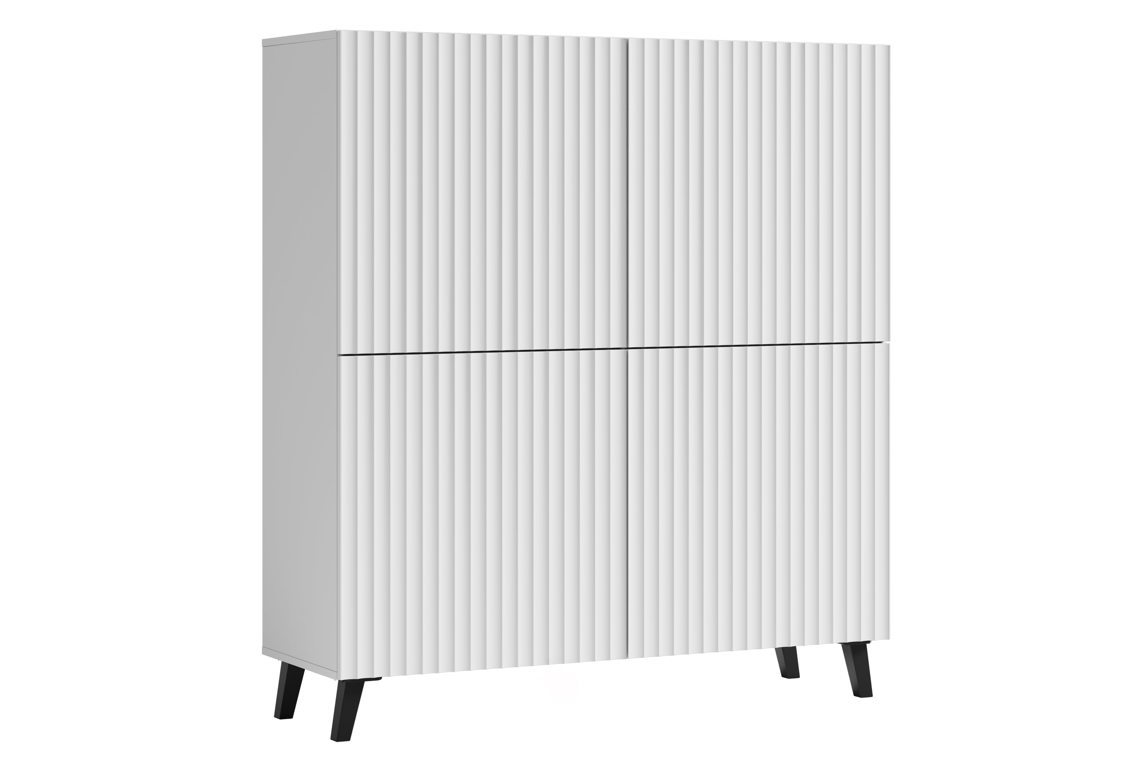 Komoda LOKET 120 cm biały/biały MDF z ryflowaniem M9