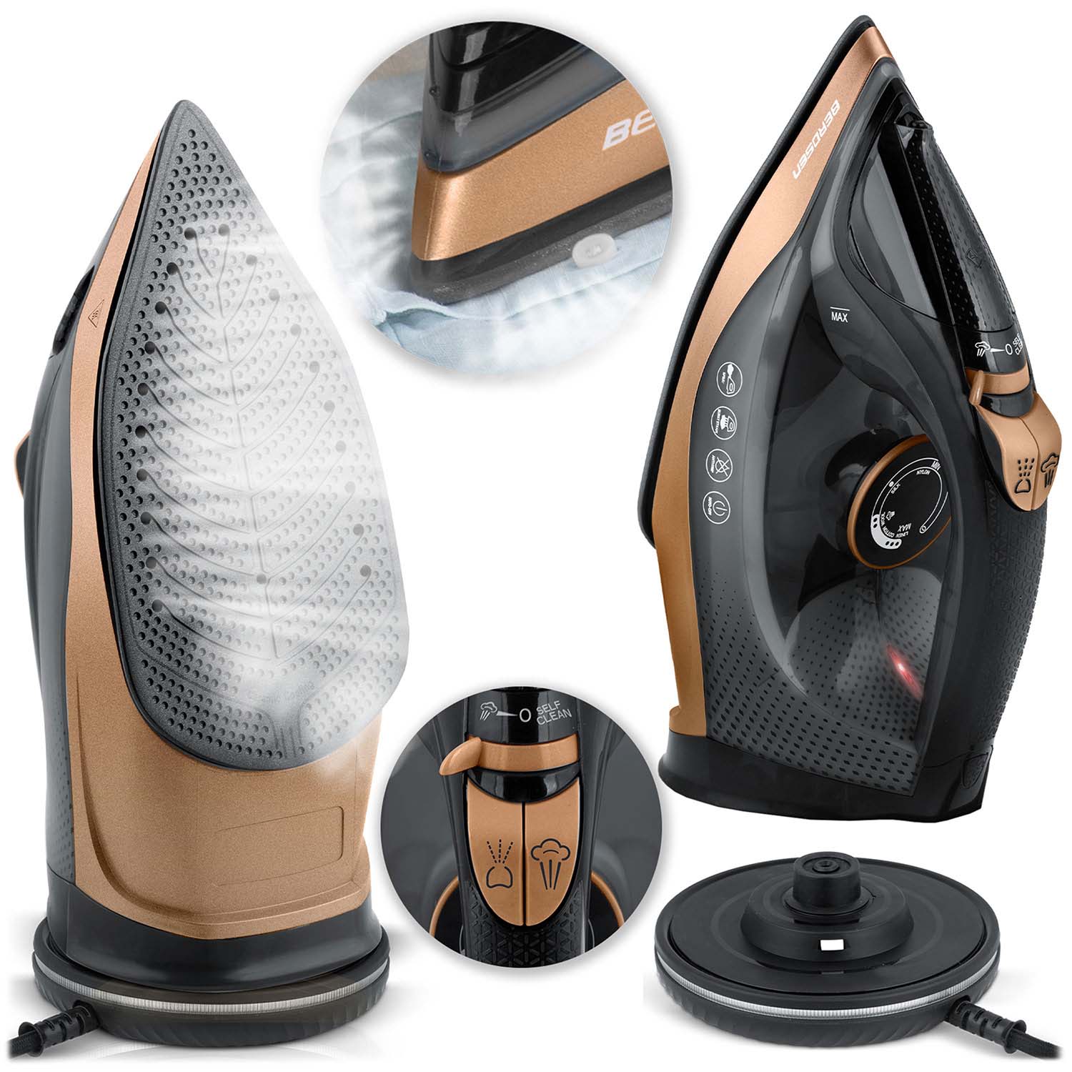 Żelazko bezprzewodowe parowe Berdsen BD-333 ceramiczna powłoka 2600W duża moc