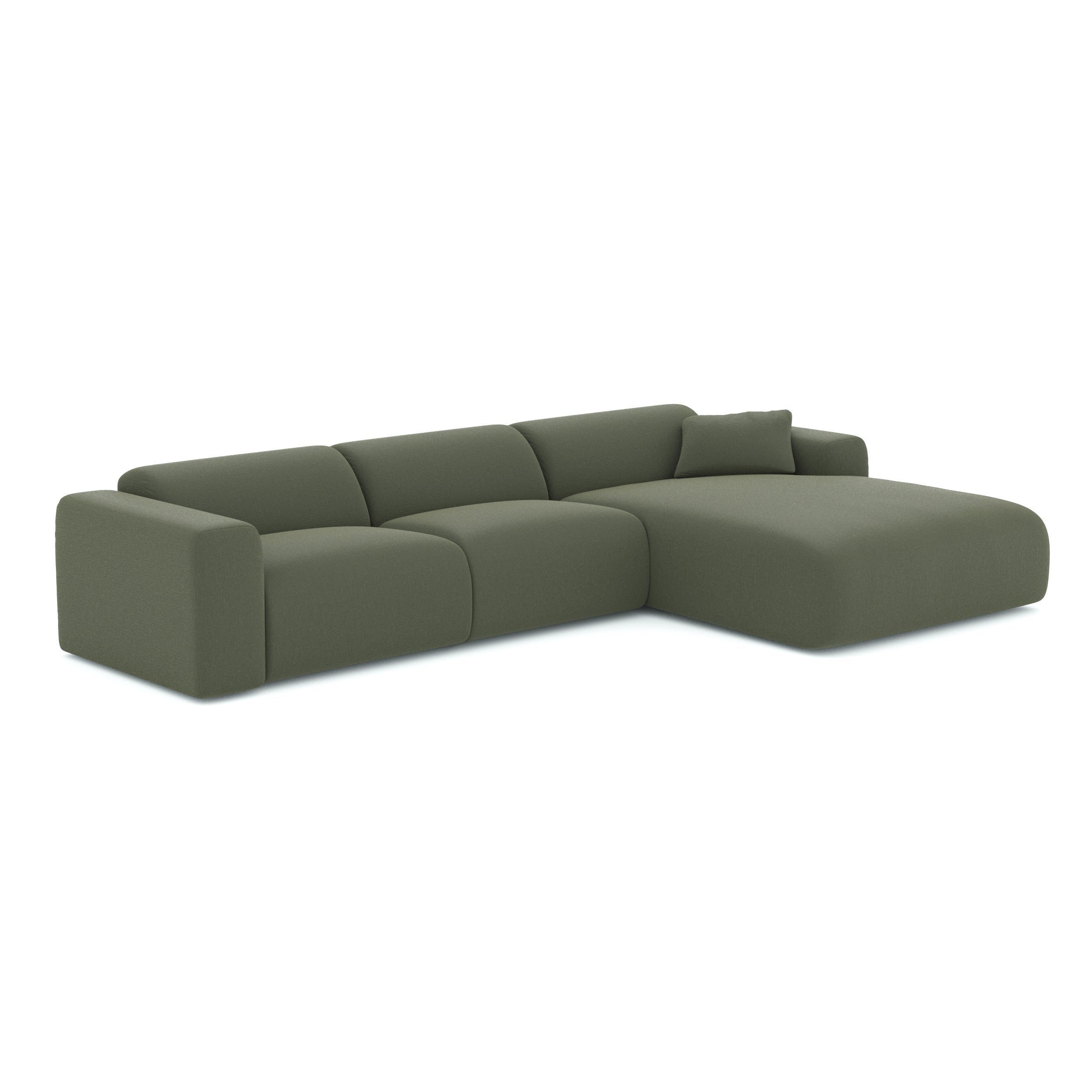 Canapé grand angle droit Myra Tissu tramé Vert olive | Leroy Merlin