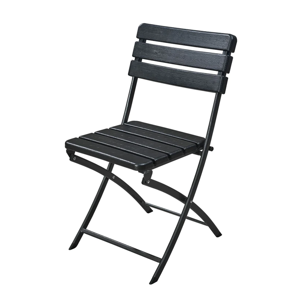 Conjunto de comedor plegable de acero imitación madera para jardín "Metalwood"