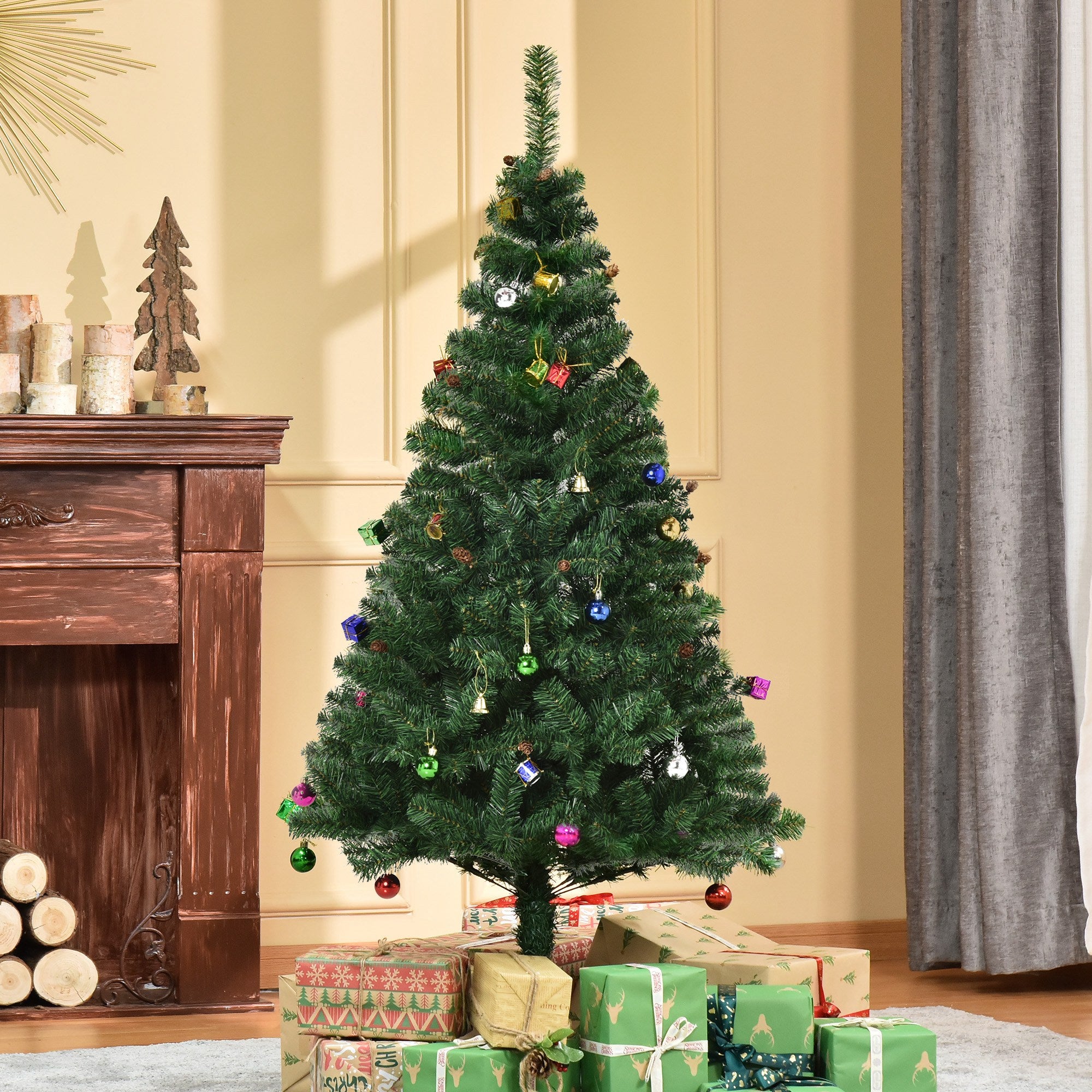 Árbol de Navidad HOMCOM PVC y metal VERDE con decoración incluida Ø75x150 cm - 2