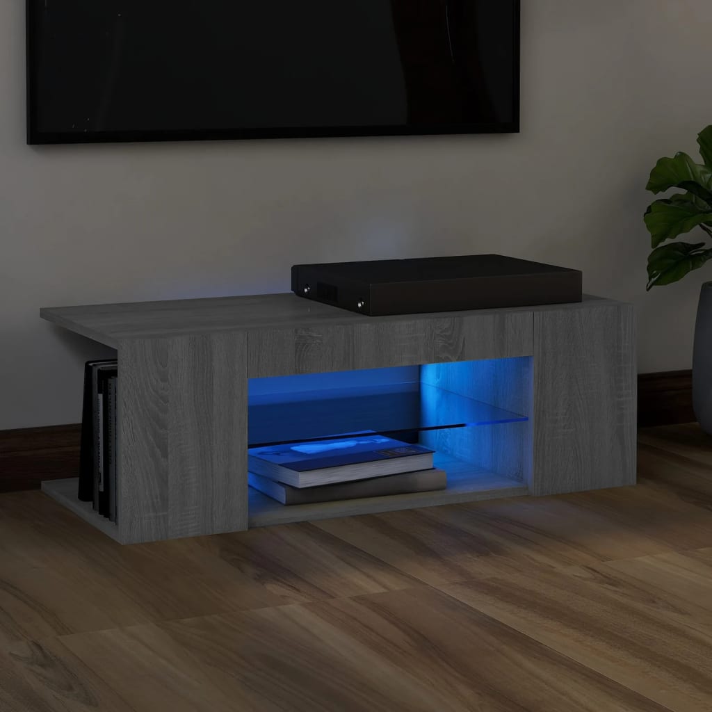 Meuble TV avec lumières LED sonoma gris 135x39x30 cm - Meubles Tv
