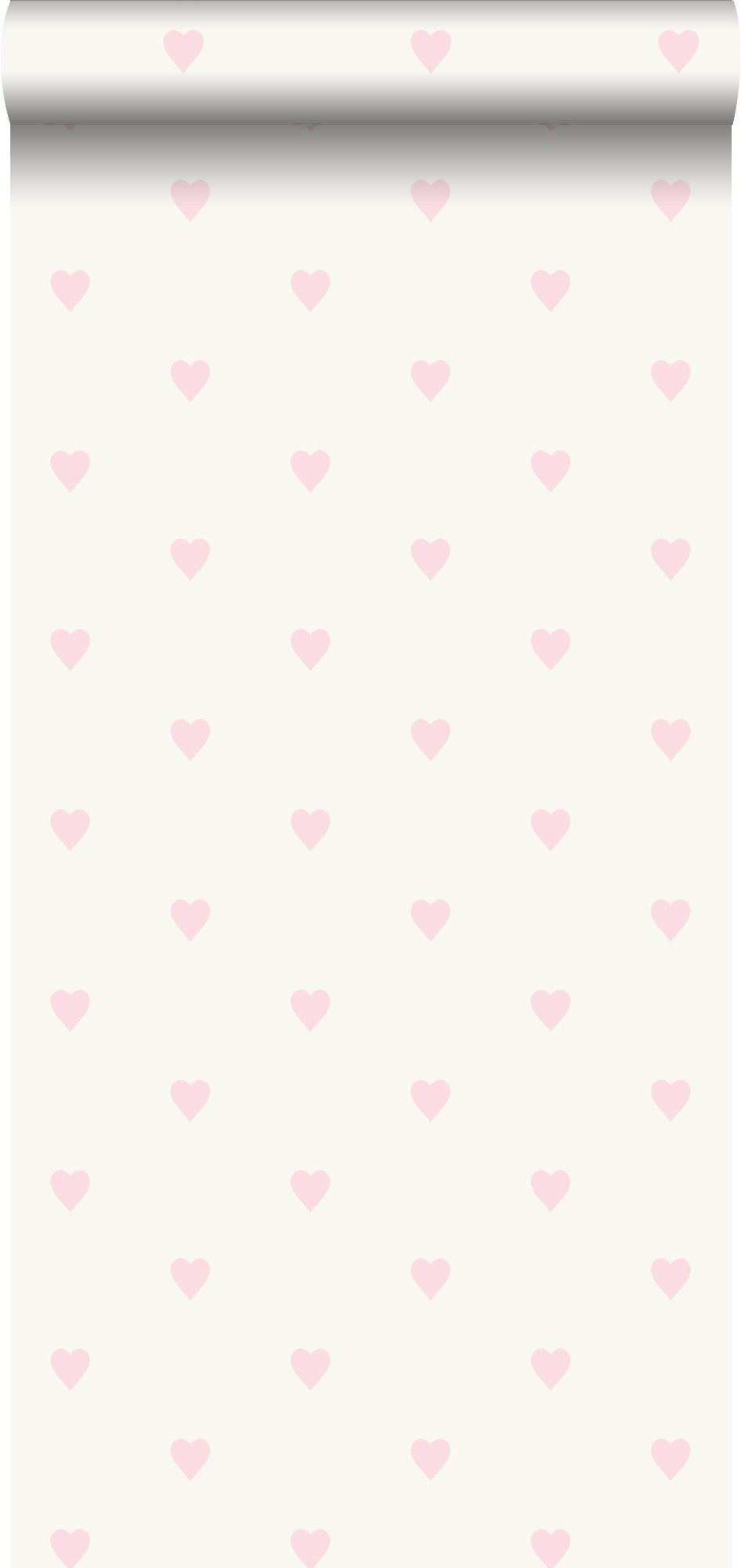 Papel pintado corazones blanco brillante y rosa - 53 cm x 10.05 m - origin wallcoverings