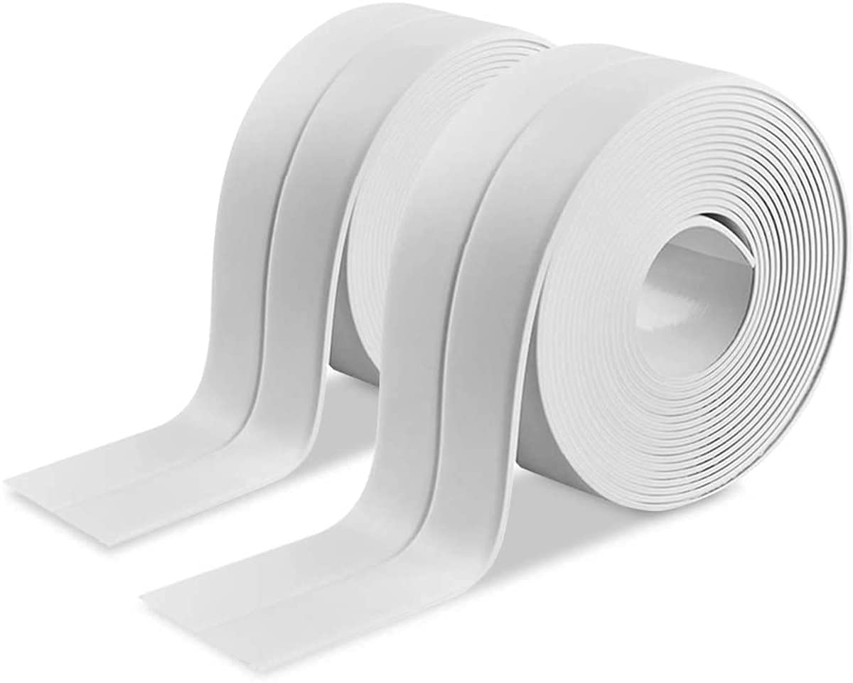 Wodoodporne i odporne na pleśń taśmy uszczelniające do kuchni i łazienek (3,8 cm x 3,2 m) (białe, 2 sztuki)