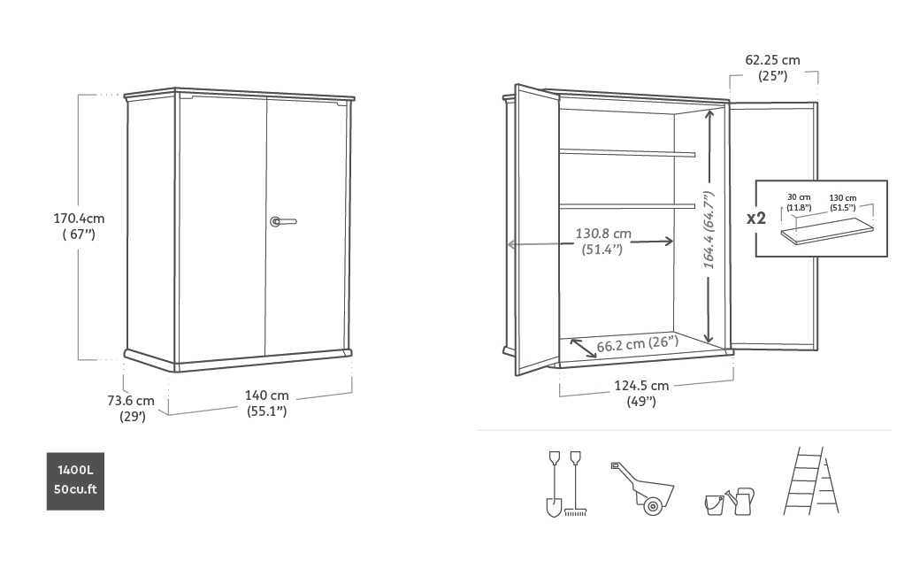 Armoire de jardin High Store 1400L - gris - KETER - 3