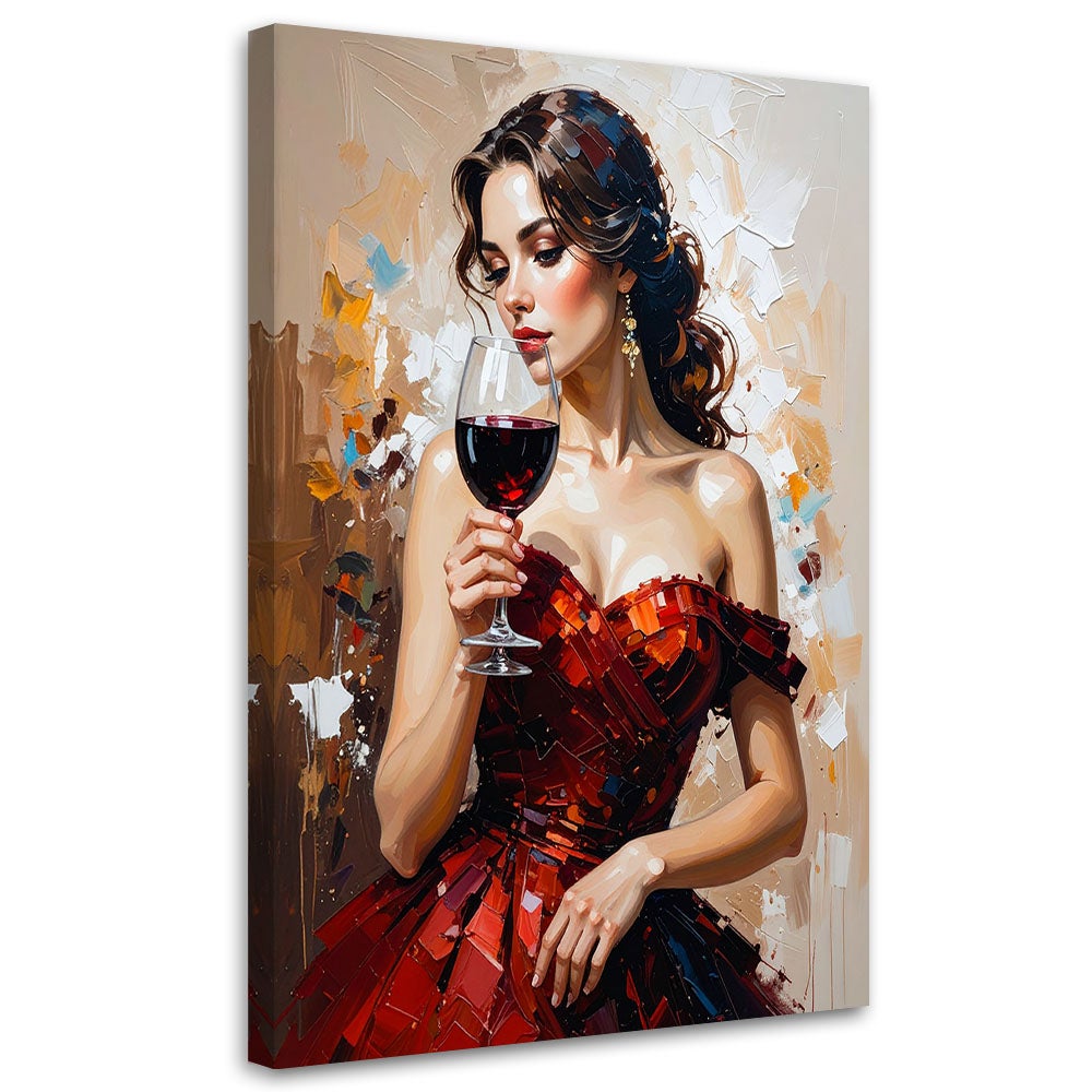 Obraz do salonu sypialni dziewczyna z kieliszkiem wina 80x120