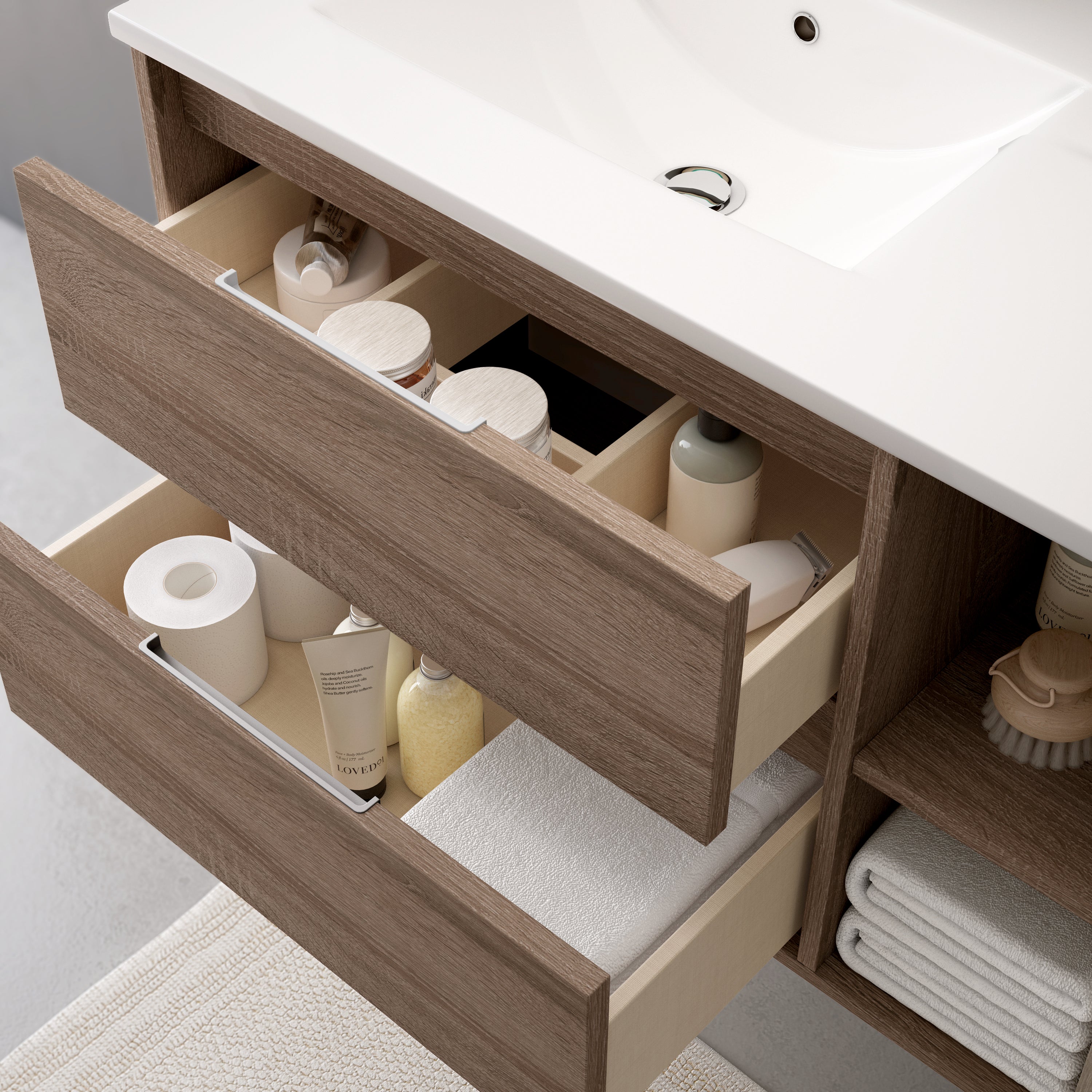 Mueble de baño suspendido bajo lavabo (solo mueble) METZ 2 Cajones Britania 80x45 cm - EGORE - 2