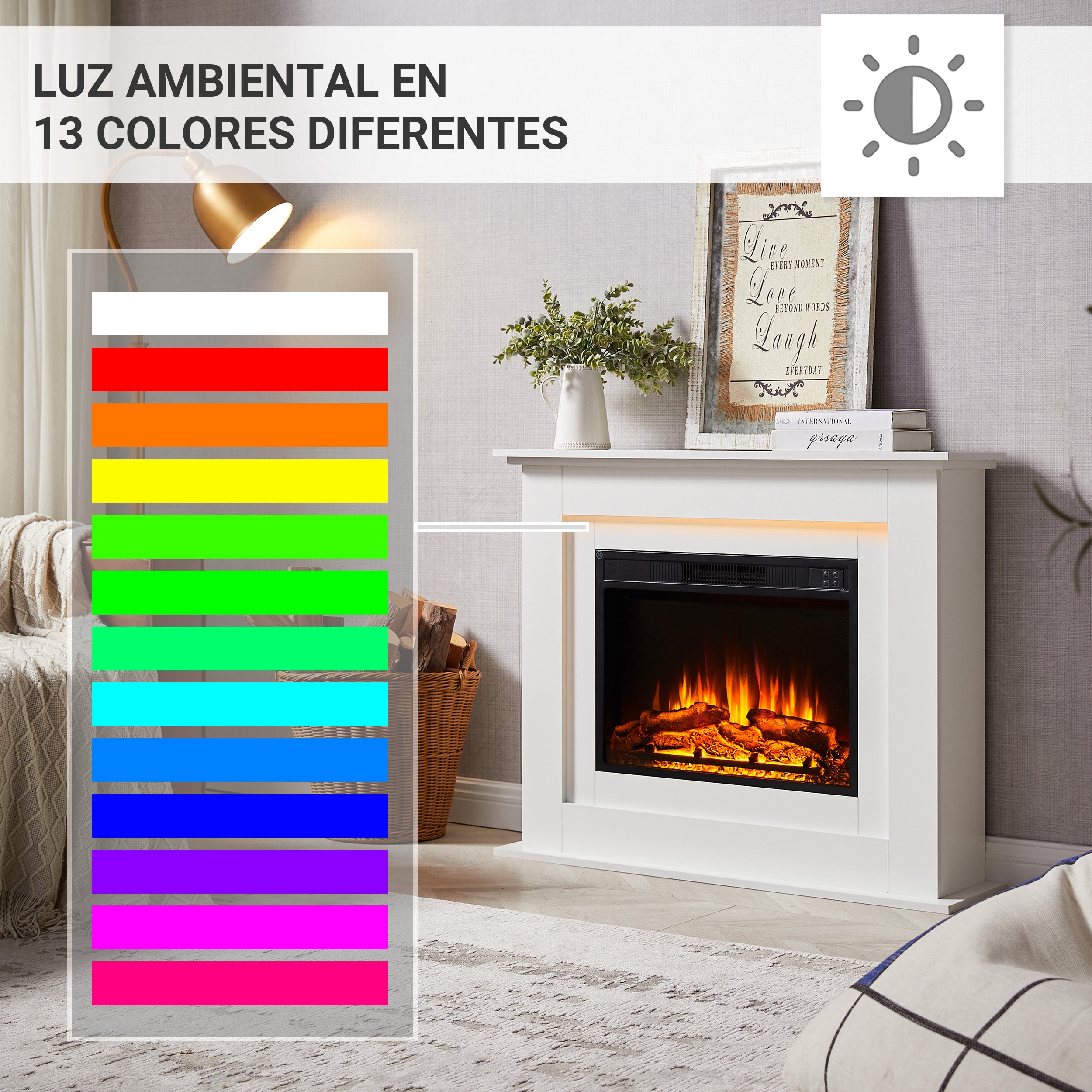 Chimenea eléctrica BALDERIA Finn - Chimenea de pie - Blanco - 4