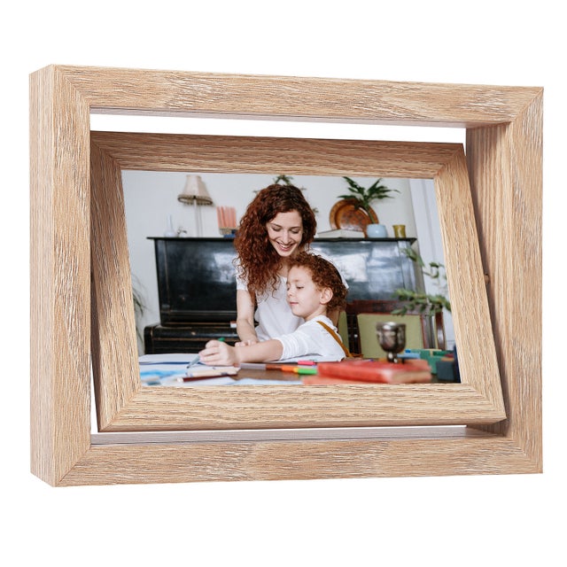 Marco de fotos giratorio de doble cara, adornos artísticos, portarretratos de escritorio familiar, estudio fotográfico para soporte de mesa