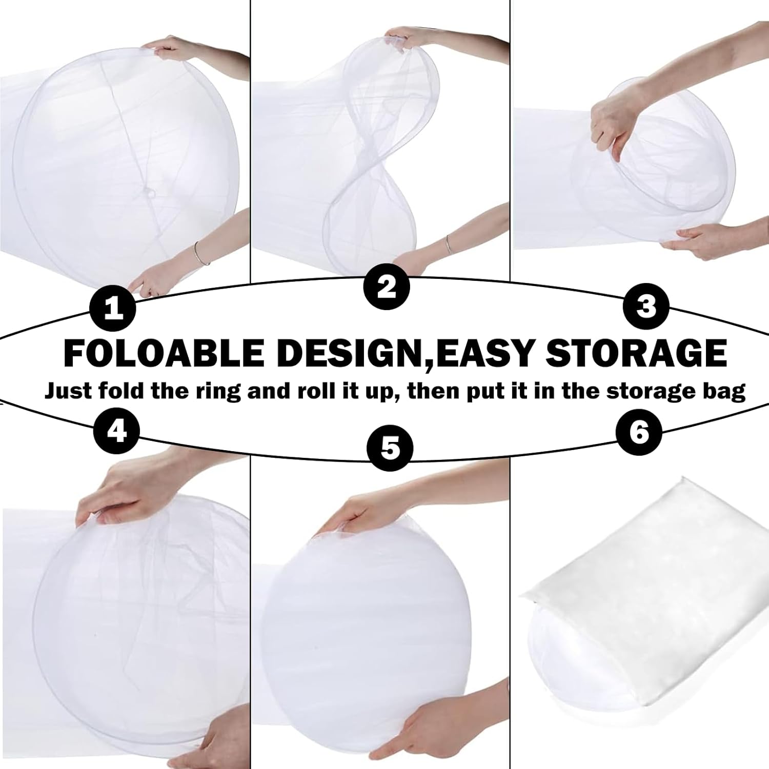 Mosquitera plegable grande para cama doble, mosquitera universal para cama, ideal para uso en interiores (blanca, 0,6 x 2,5 x 12,5 m). - 3