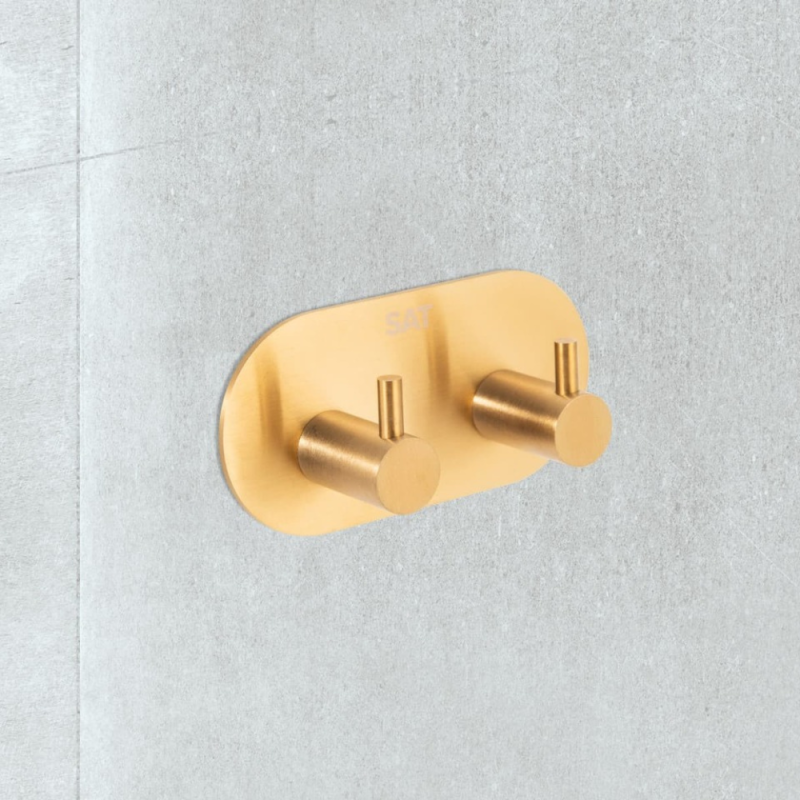 Swiss Aqua Technologies Gancio doppio adesivo da parete in acciaio inox, oro spazzolato (HACEKNALEP2KBZ) - 2