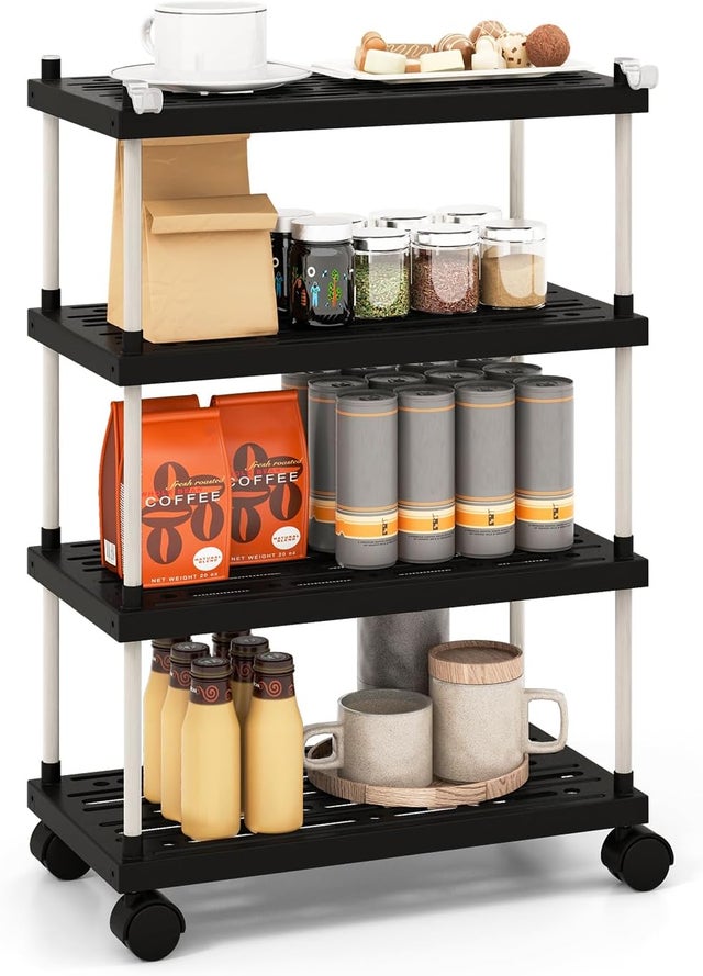 Carrello Portaoggetti Con Rotelle | Per Scrivania, Ufficio, Bagno | Grigio | Mobile Organizzativo