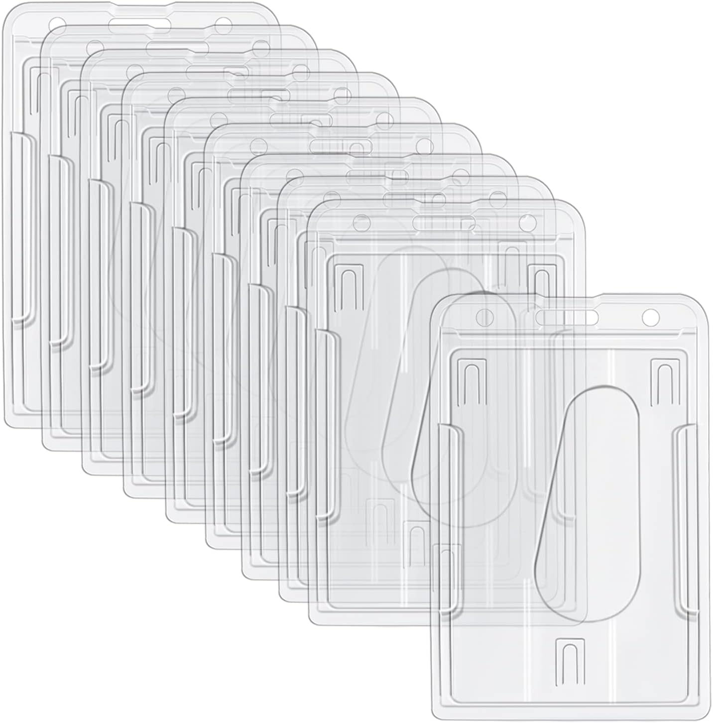 Zestaw 10 sztywnych, przezroczystych etui na karty, 6 x 10 cm, sztywny plastikowy identyfikator ze szczeliną na kciuk