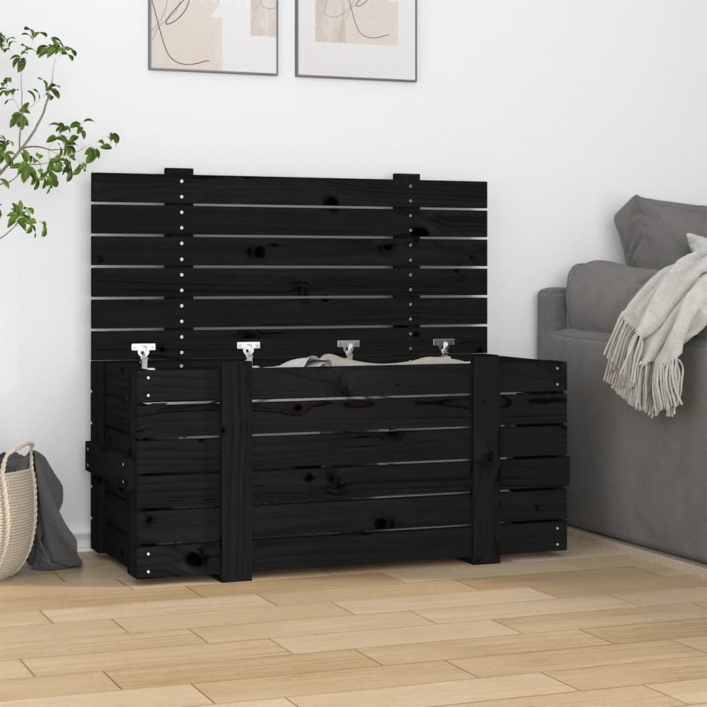 Maison Exclusive - Boîte de rangement Noir 91x40,5x42 cm Bois massif de ...