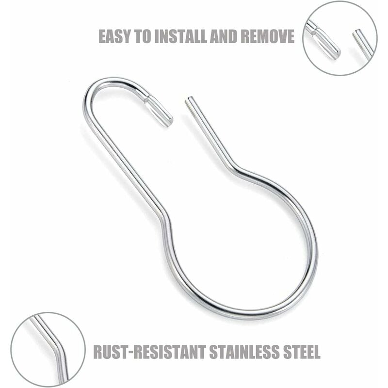 100 Anelli E Ganci Per Tendaggi - Metallico Nero, 33mm, Per Tende E Docce - Foto 8