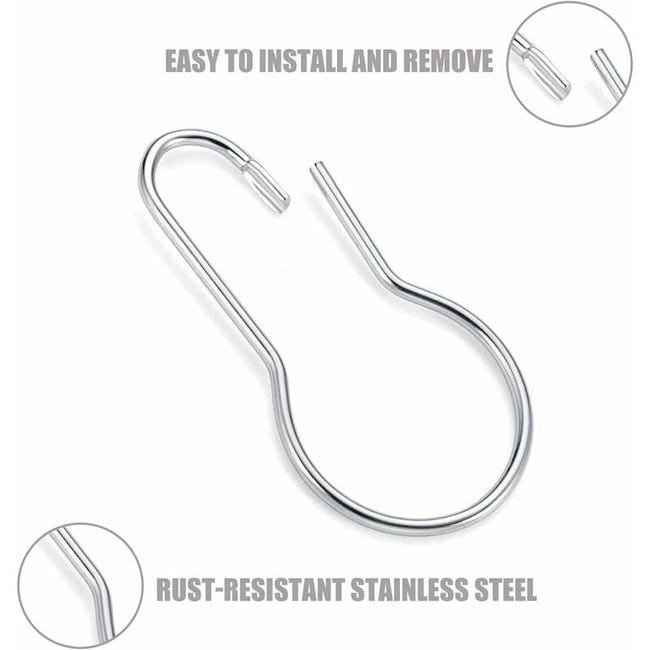 100 Anelli E Ganci Per Tendaggi - Metallico Nero, 33mm, Per Tende E Docce - Foto 8