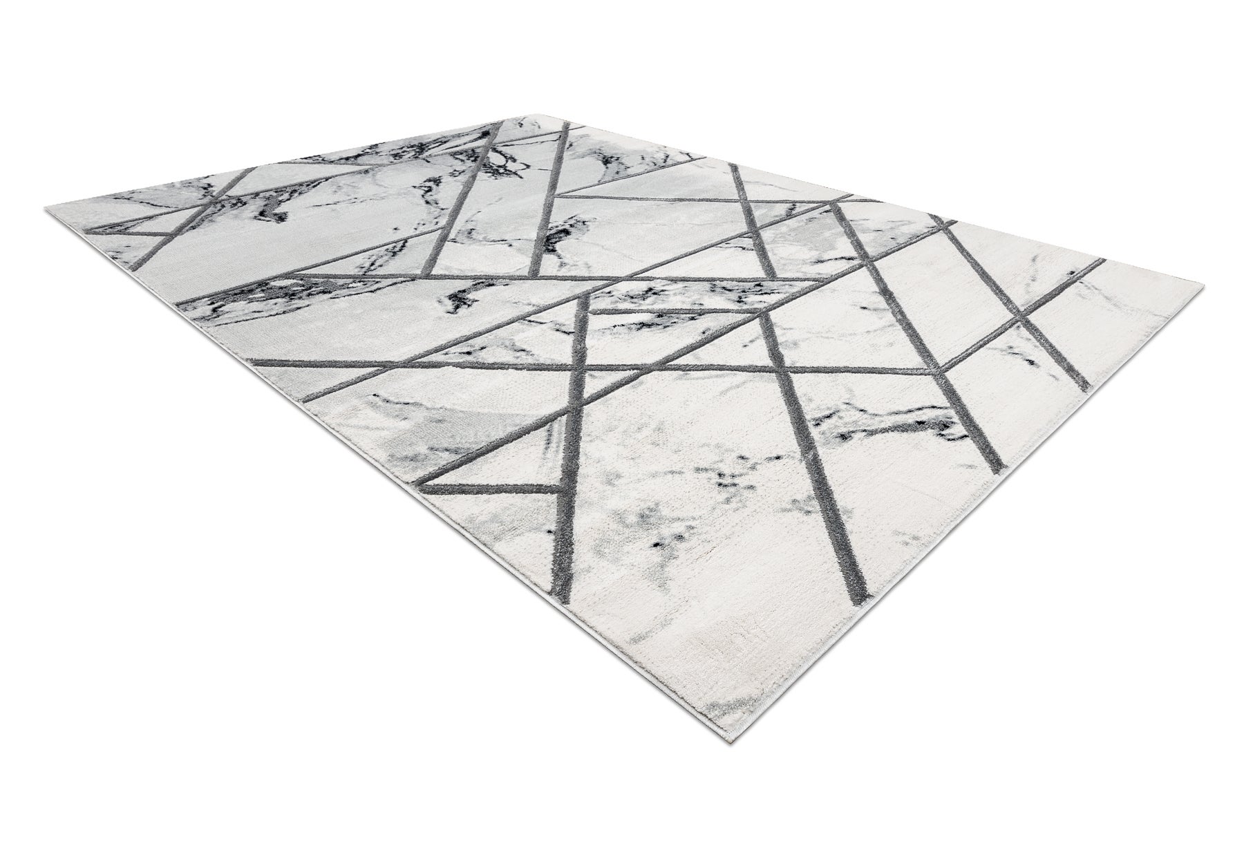 Dywan EMERALD ekskluzywny 0085 glamour, stylowy marmur, geometryczny biały / srebrny 80x150 cm - 4