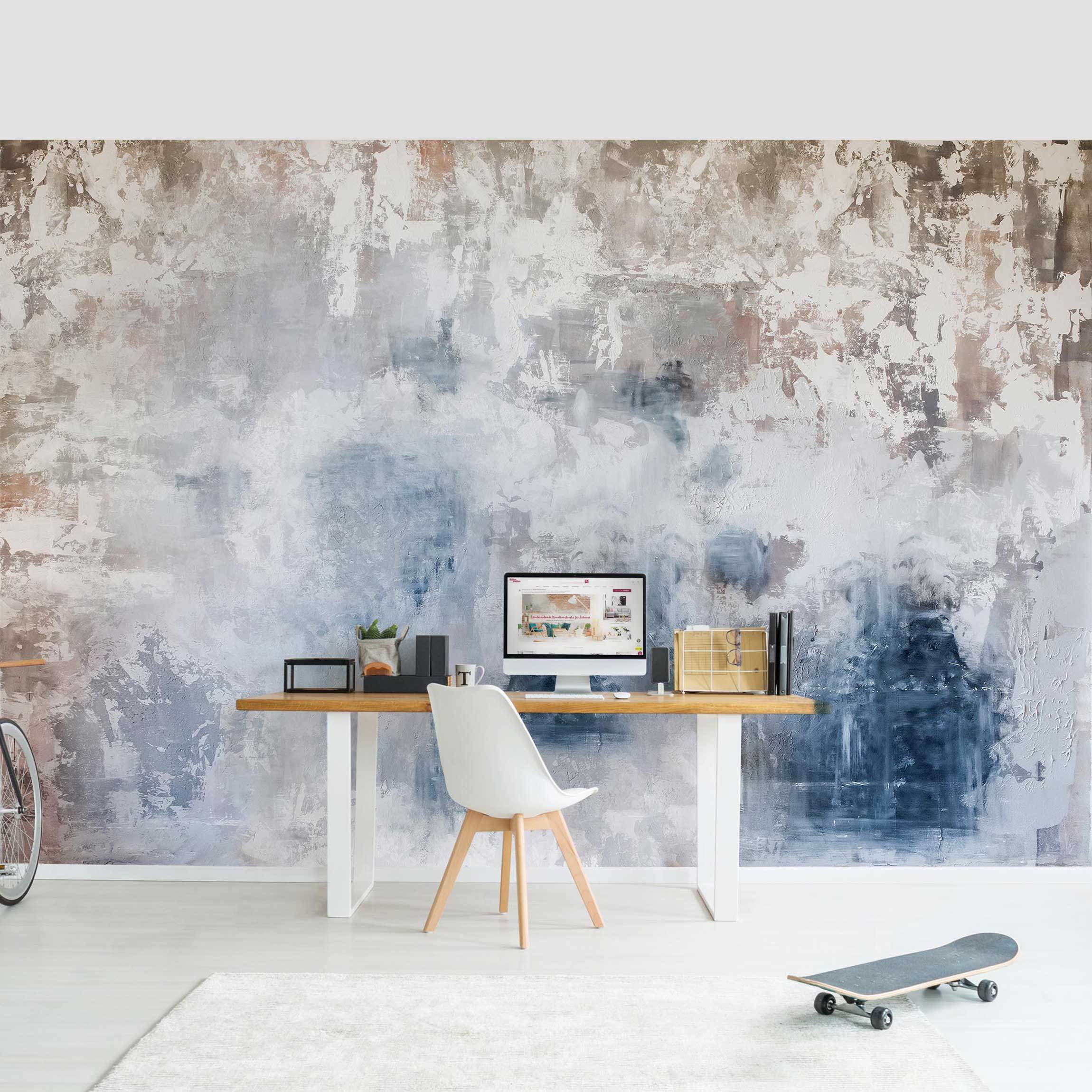 Papel pintado fotomural muro hormigón efecto piedra estampado industrial 320 - salón dormitorio cocina pasillo - tnt 432 x 290 cm adhesivo