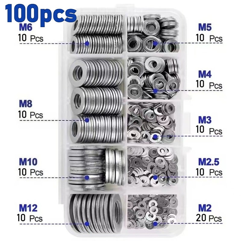 Ensemble de 100 rondelles plates, matériau durable, avec boîte de ...