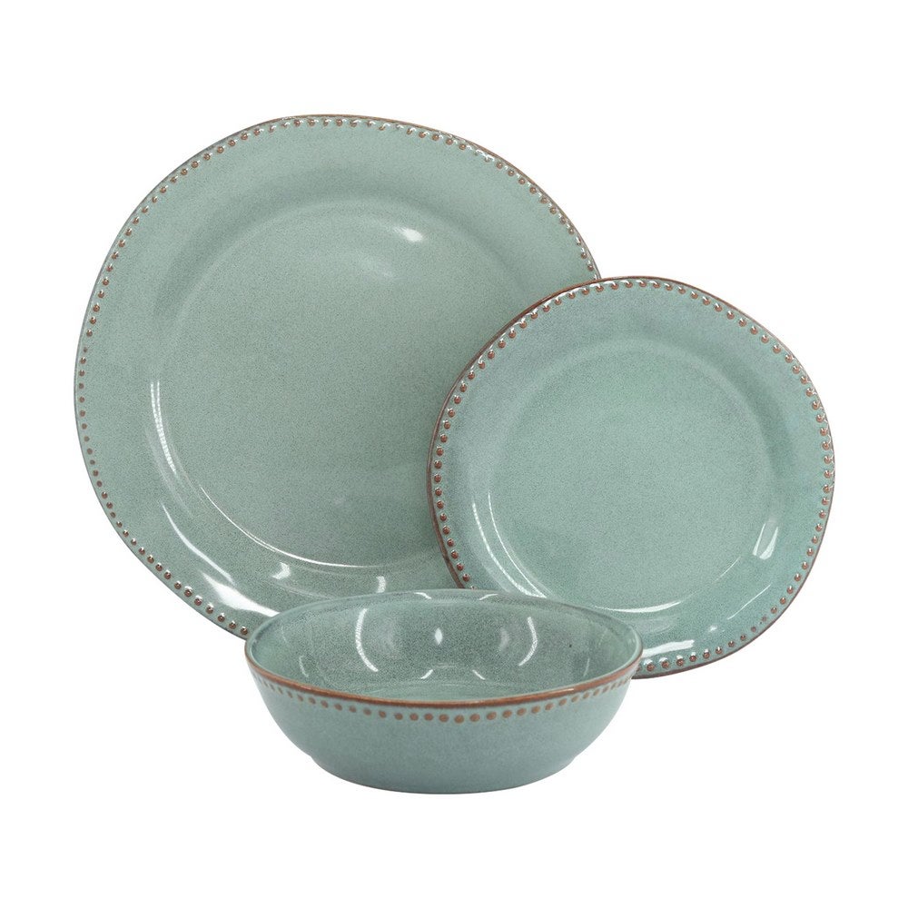 Quid Brezza Cielo Set Stoviglie 18 Pezzi In Ceramica Blu – 6 Piatti Piani, Fondi E Dessert – Impilabili - 3
