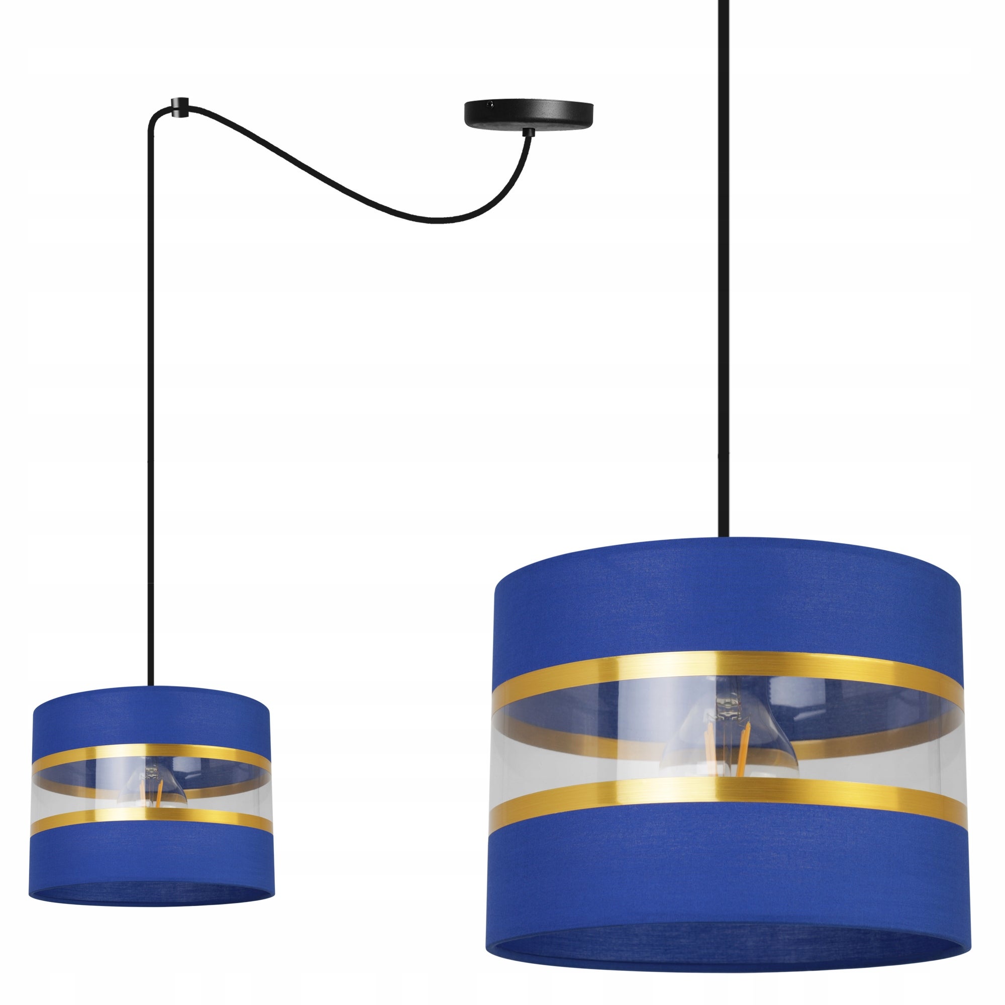 Lampa sufitowa wisząca Spider Elegance Gold modern 1xE27 abażur walec czarno/niebieski Light Home LH