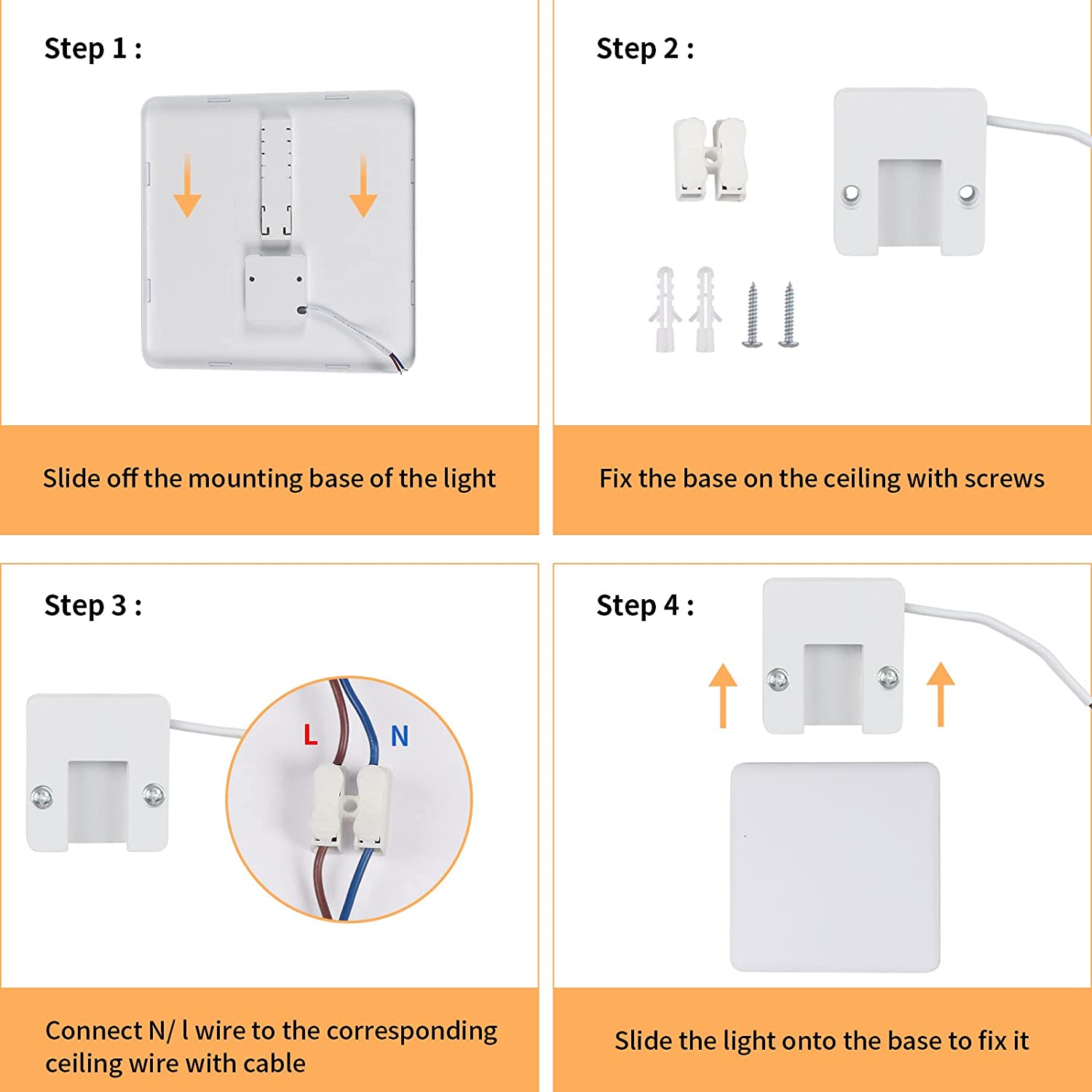 Plafón LED Baño GOECO, 36W 3200lm, Luz de techo Luz neutra 4000K para Cocina Pasill Dormitorio, Cuadrado D.23cm, Blanco - 6
