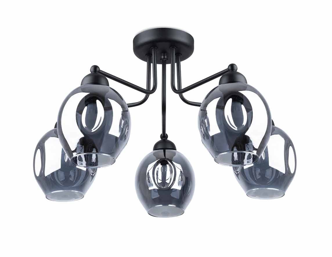 Lampa wisząca Fillan czarna-dymiona 5xE27x60W wym: 36 x 59 x 59 cm metal Sollux Lighting