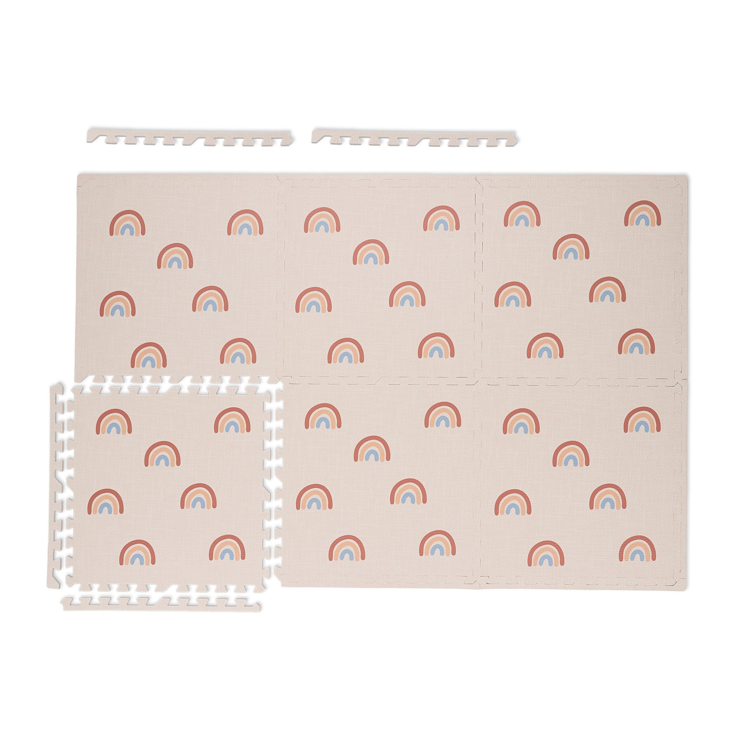 Tappeto Puzzle Per Bambini Relaxdays - 6 Tasselli 60x60 Cm, Gomma Morbida, Grigio Con Puntini Colorati