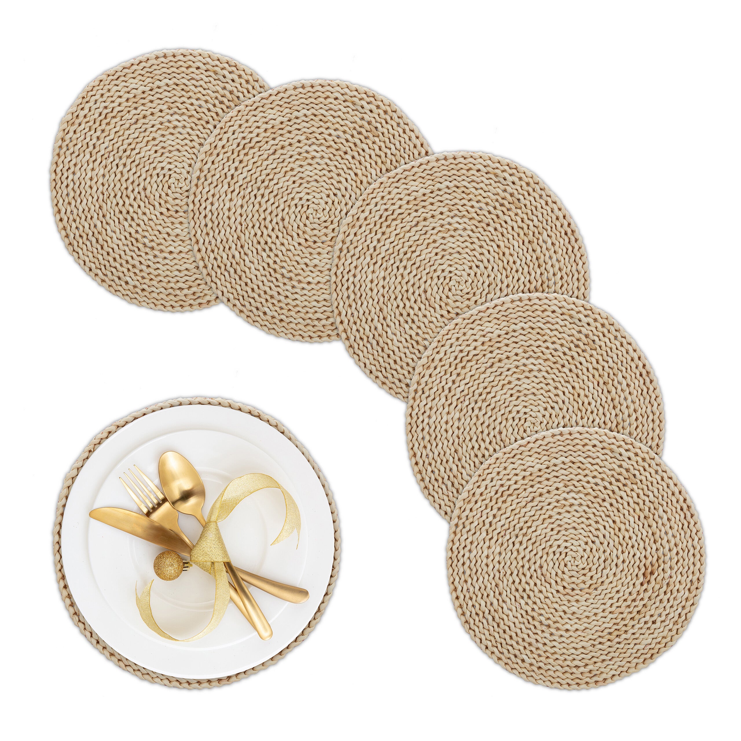 Relaxdays Set 4 Tovagliette Sottopiatto in Giacinto Acquatico