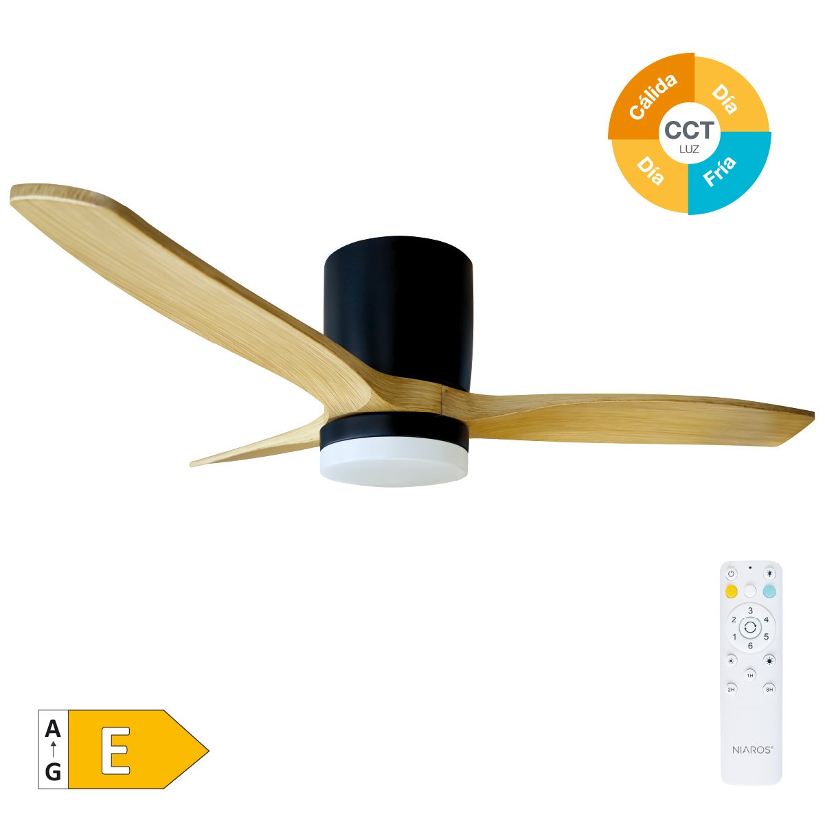 Ventilateur de plafond Matipa avec lumière CCT orientable et commande ...