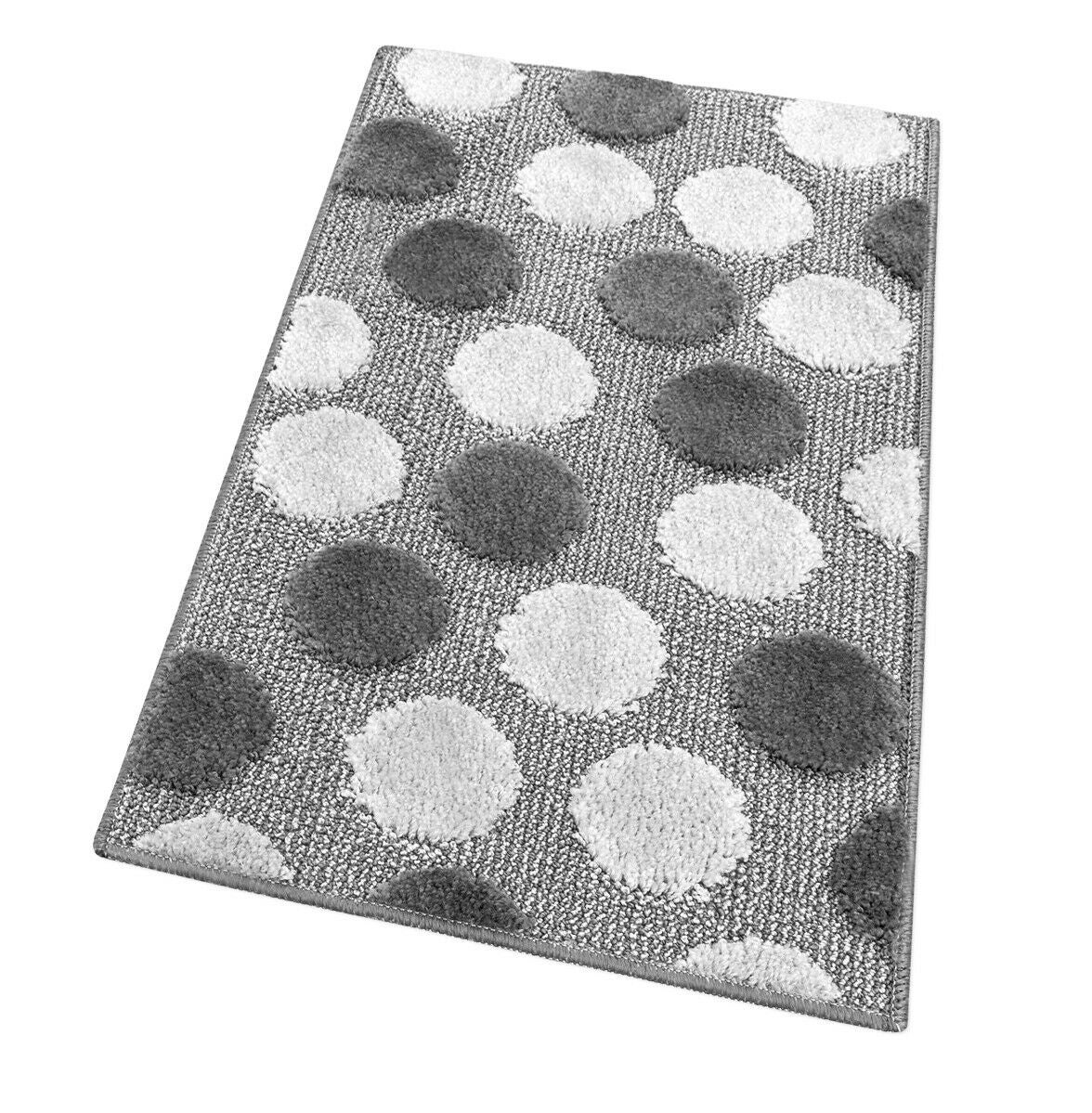 Alfombra de baño 50x110 cm para ducha pie de cama moderna suave antideslizante absorbente shaggy lunares gris