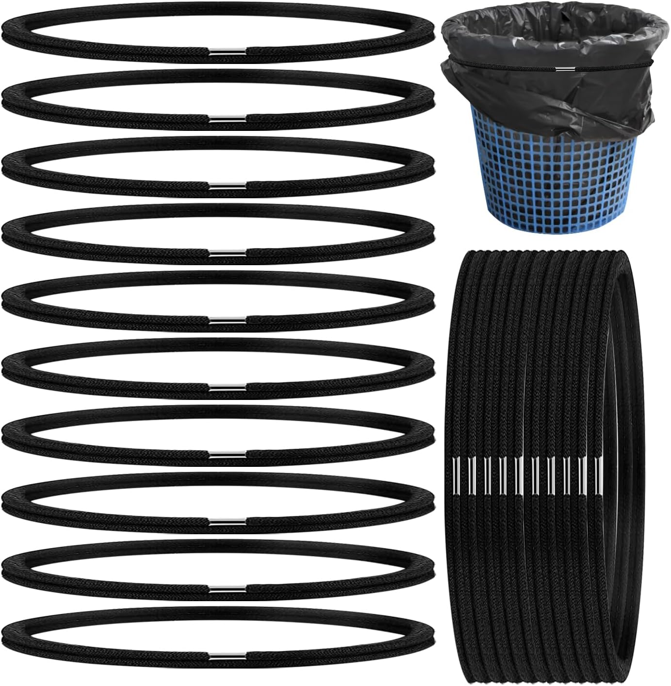 Bandes élastiques Pour Sacs Poubelle - Lot De 3, En Polyester Et Caoutchouc, Compatibles 13-30 Gallons