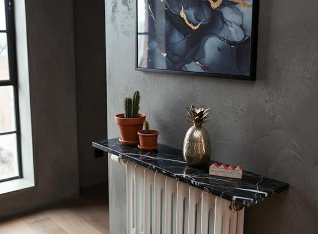 Tablette de radiateur MERVEILLE en marbre Noir 60x16cm