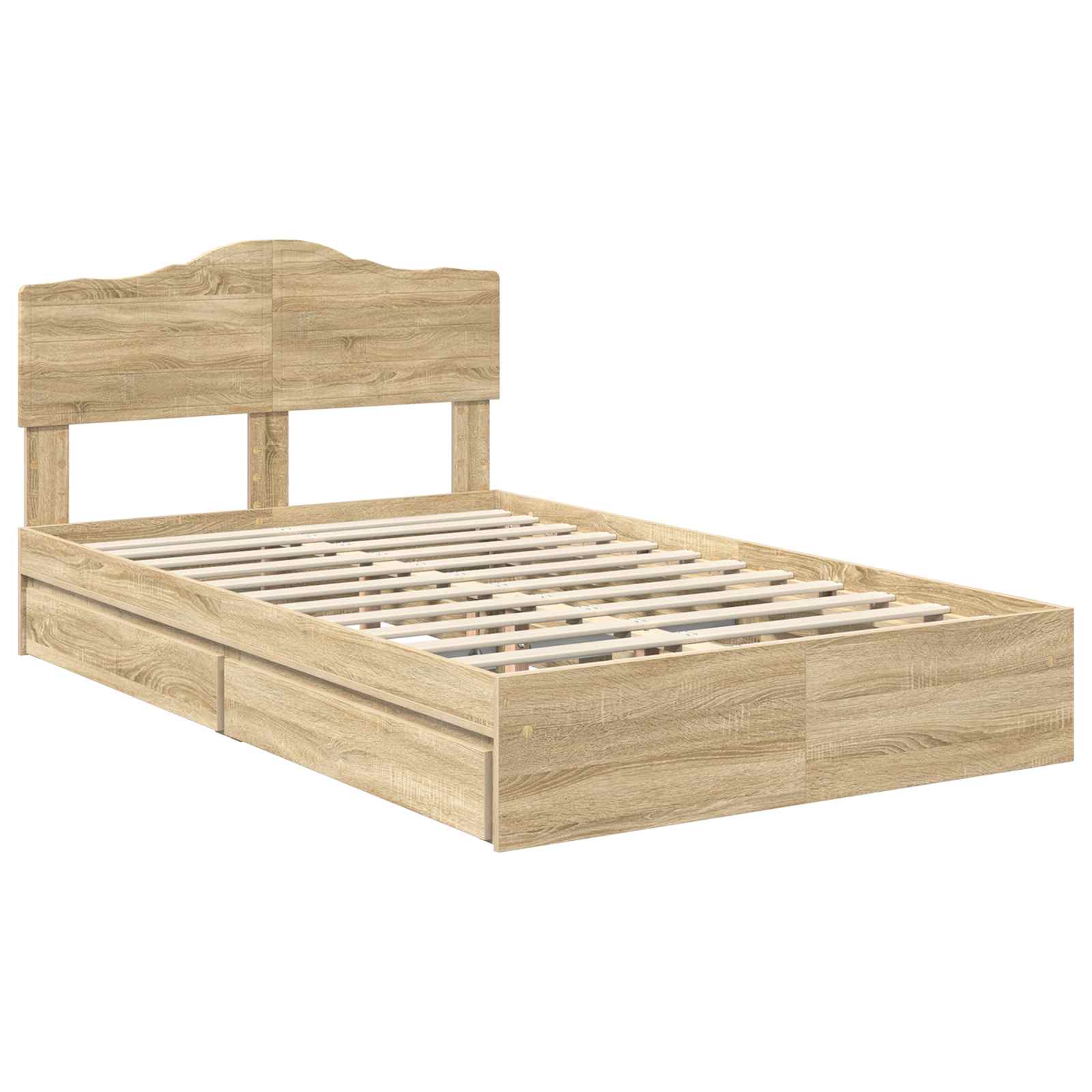 Lit de Rangement Chêne 135 x 190 cm Bois d'ingénierie - 4