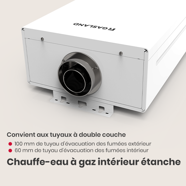 GASLAND Gasmart C GS318NG Chauffe-eau instantané au gaz naturel 12L Chauffe-eau à grande capacité pour l'intérieur 24kW - 7