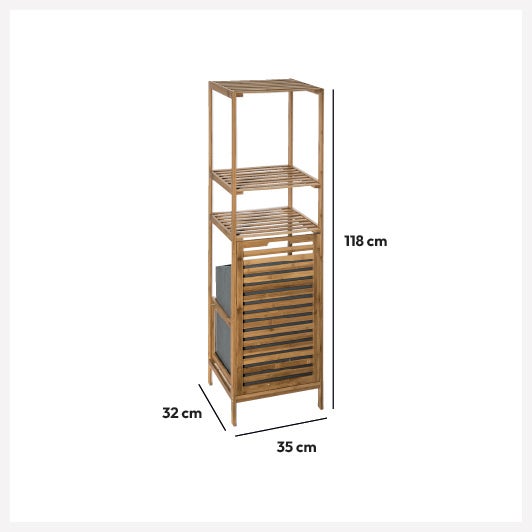 Étagère colonne avec panier à linge 