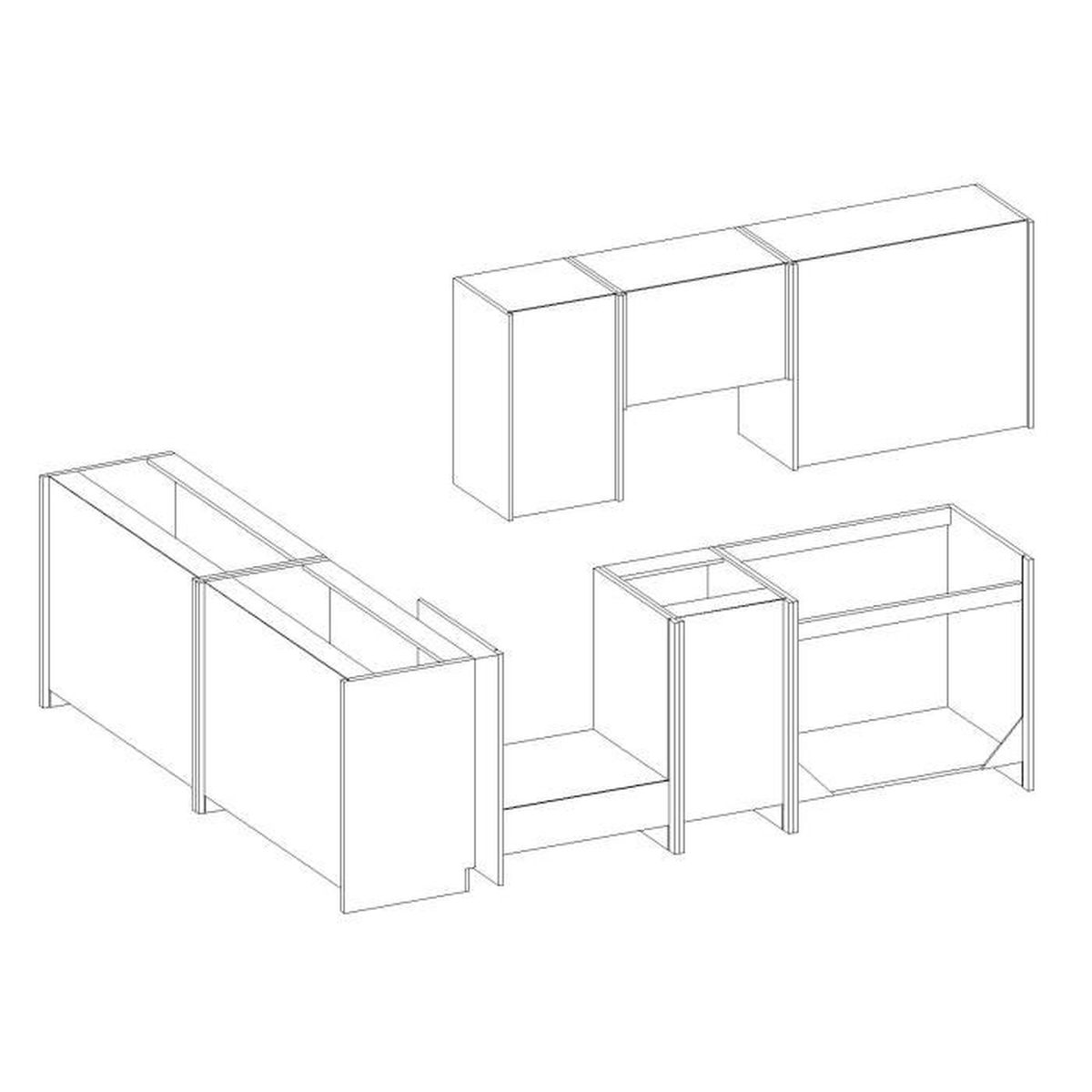 LASSEN Cuisine complete d'angle 240x165 cm avec plan de travail - Angles réversible - 8 éléments - Gris Matera - 6