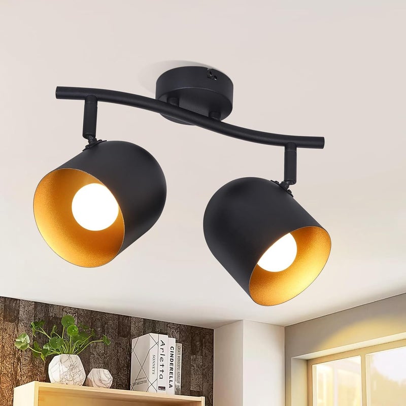 Nettlife Reflektorowa sufitowy 1-punktowy E14, regulowany 350°, czarno-złoty, Lampa industrialna vintage