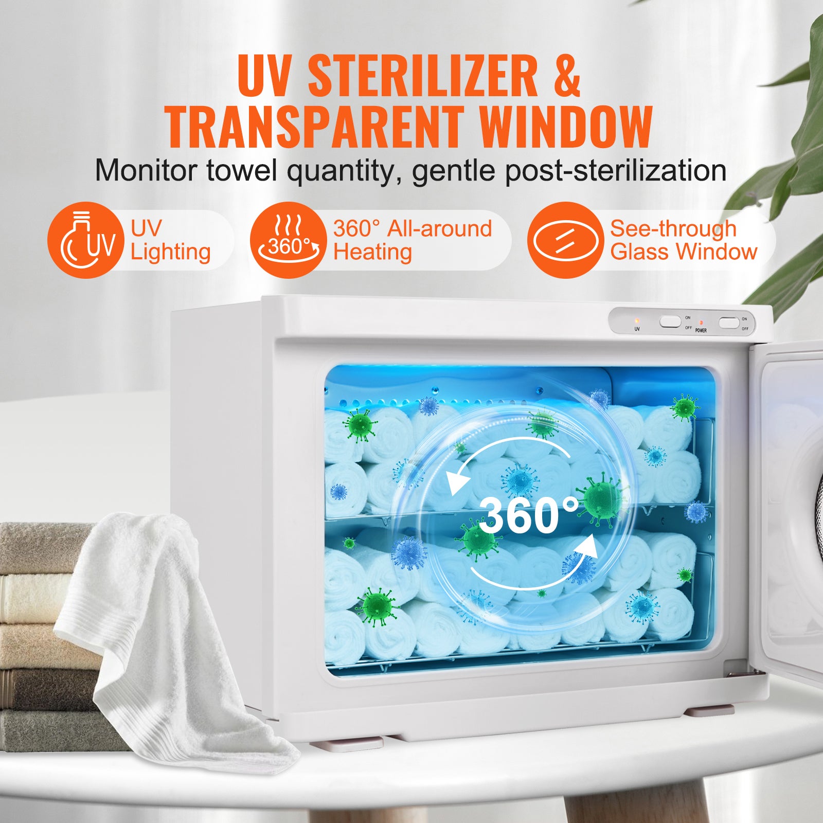 Aquecedor e esterilizador de toalhas VEVOR de 23 litros com luz UV e 2 cestos em aço inoxidável, aquecimento rápido, capacidade para até 54 toalhas - 4