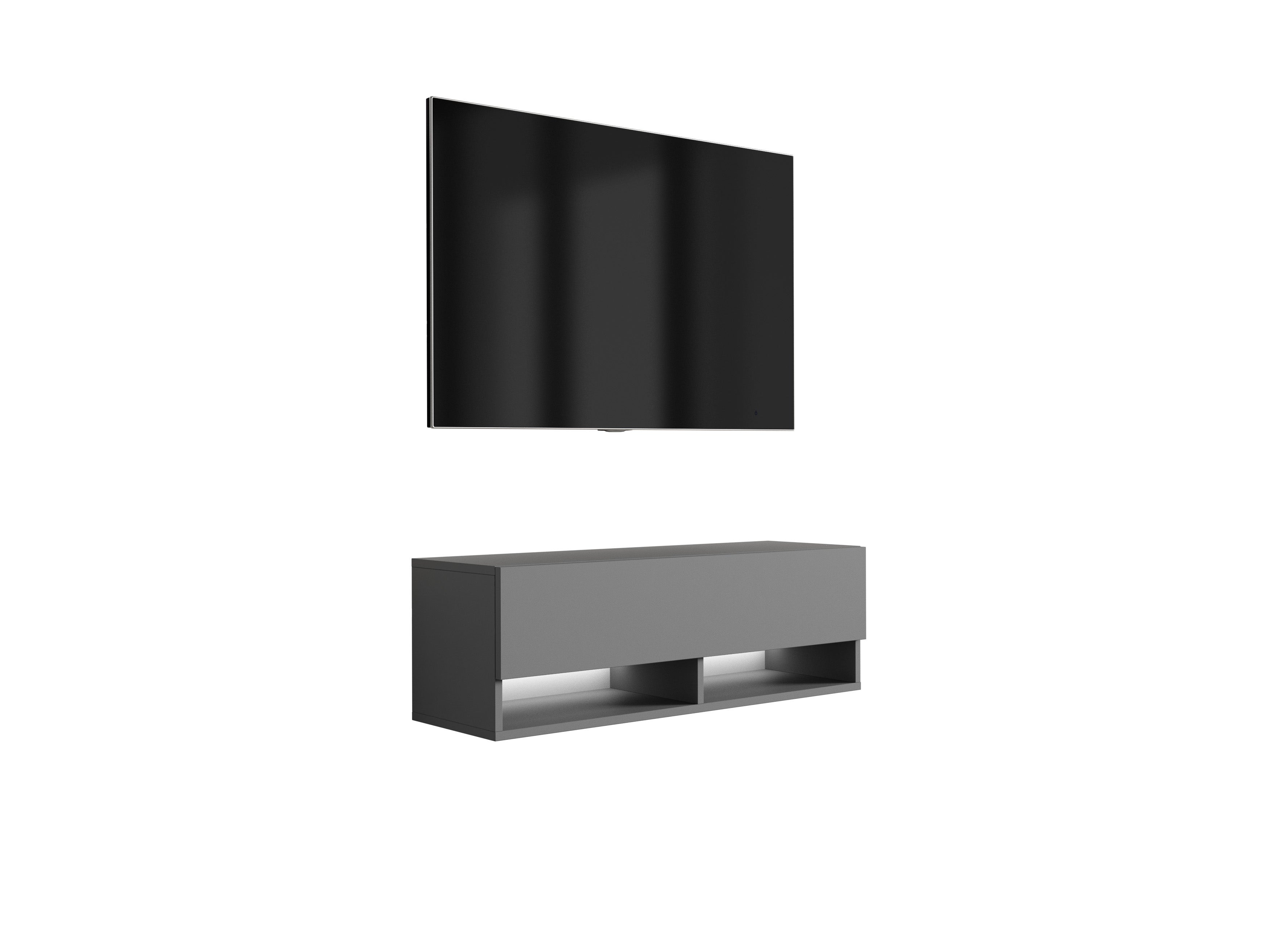 Szafka RTV : Antracyt, LED biały, 100 × 32 × 34 cm