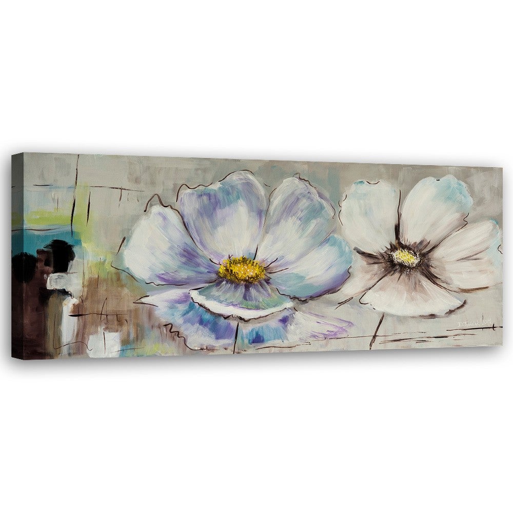 Obraz na płótnie, Malowane kwiaty shabby chic 120x40