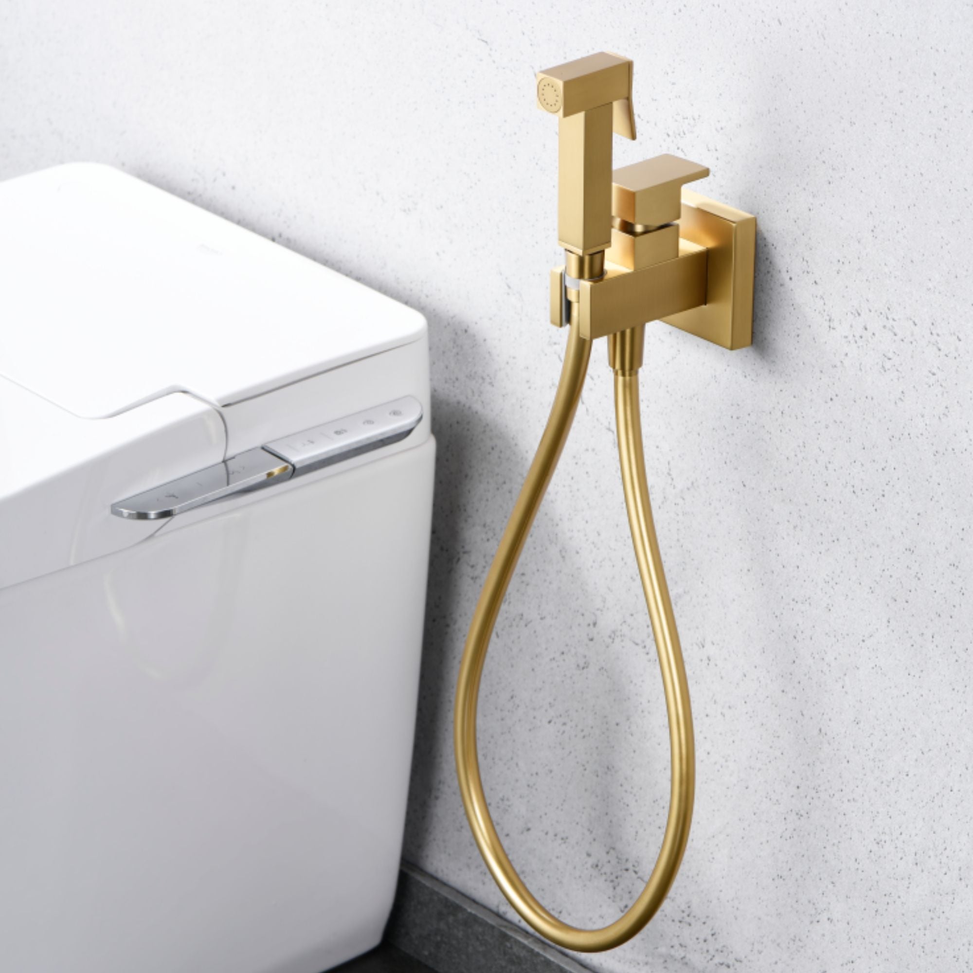 IMEX - Ducha Bidet Agua Fría y Caliente | Grifo Bidet Empotrado para WC Oro Cepillado | Grifería Sustituto de Bidé | Serie Irlanda | Color Dorado - 7