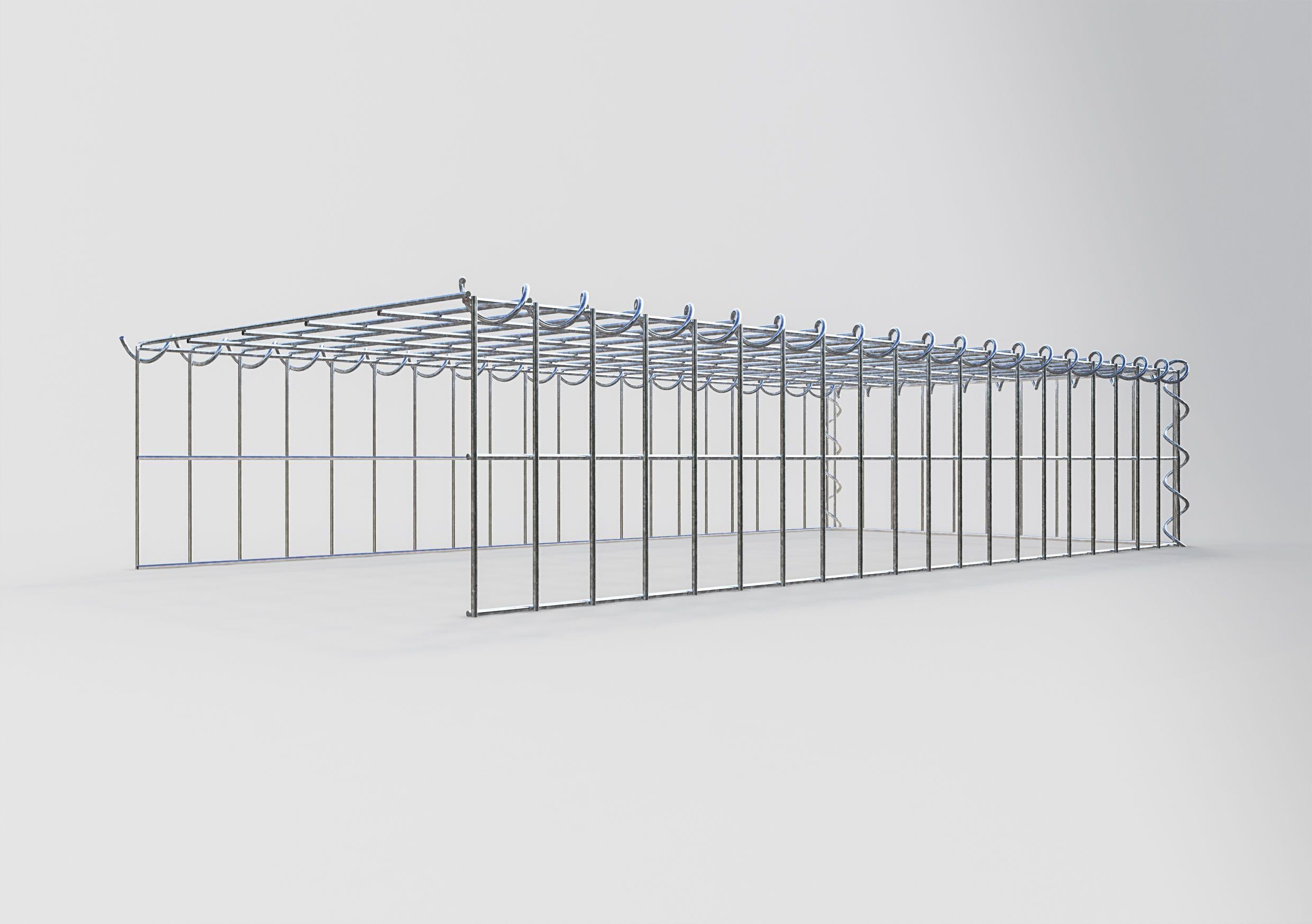 Gavión para ampliar y apilar, 100x20x50cm (LxHxP), malla 5 x 10cm, sin rejilla frontal ni inferior - 2