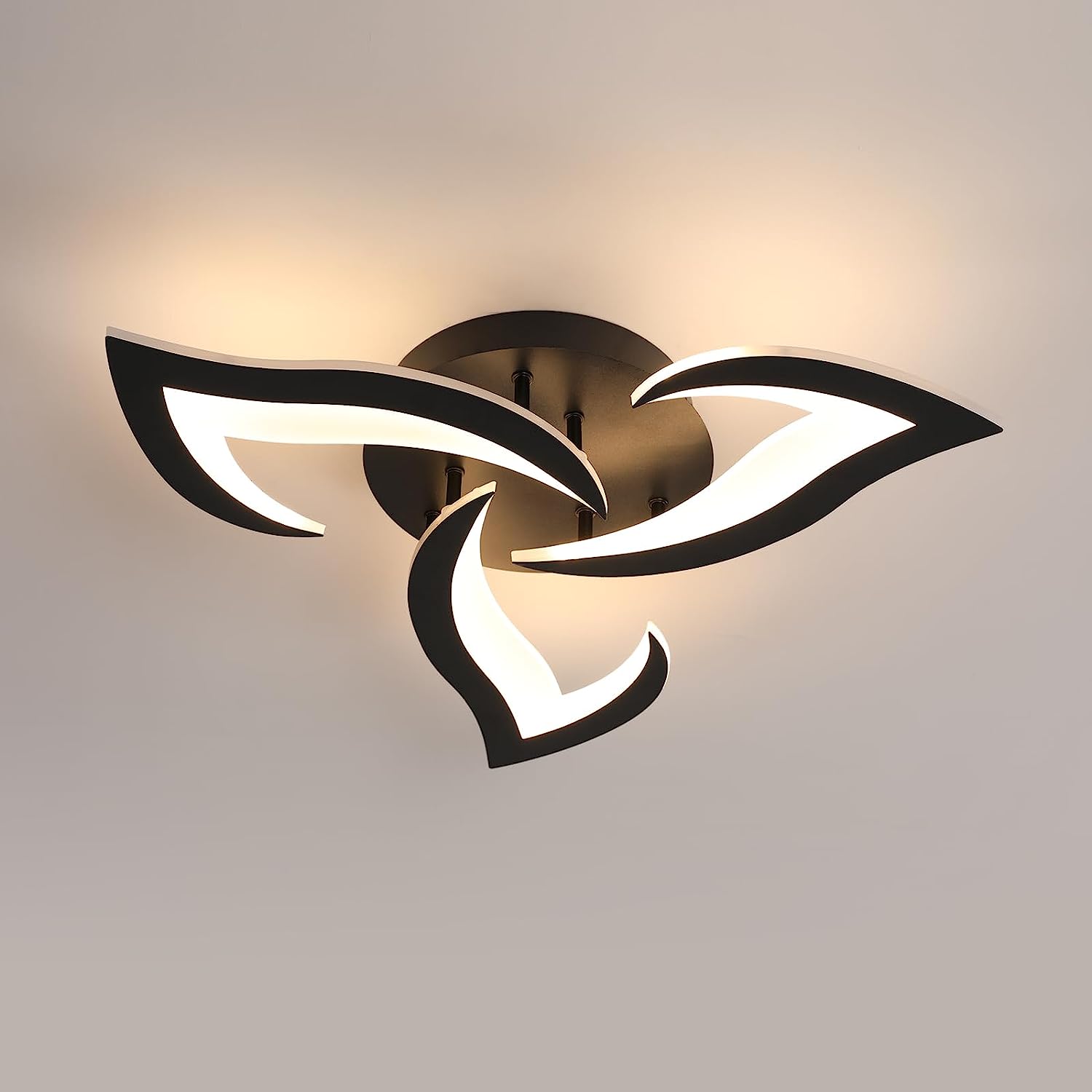 GOECO Plafón LED Diseño Moderno Blanco Frío 6000K Creativa Forma Floral Lampara Techo Led Para Salon Dormitorio Comedor Despacho Negro 89721905